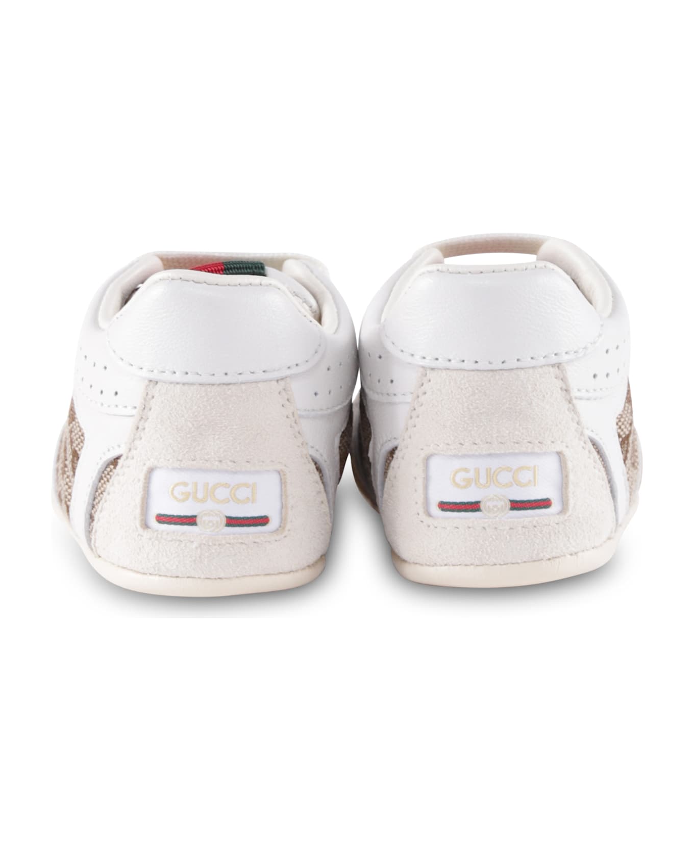 Gucci White Re-web For Babykids With Logo - Beige