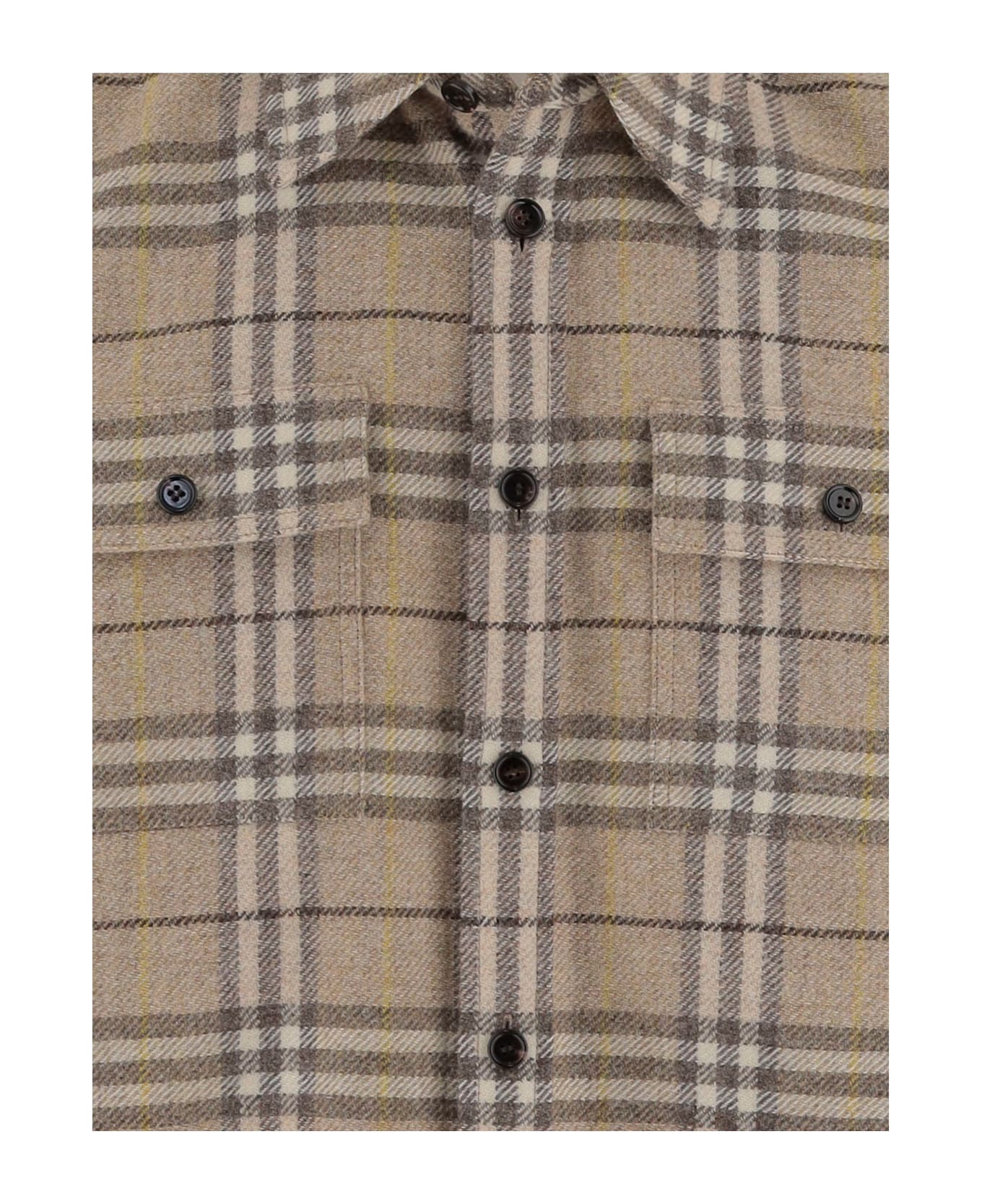 Burberry Check Pattern Wool Shirt - Beige
