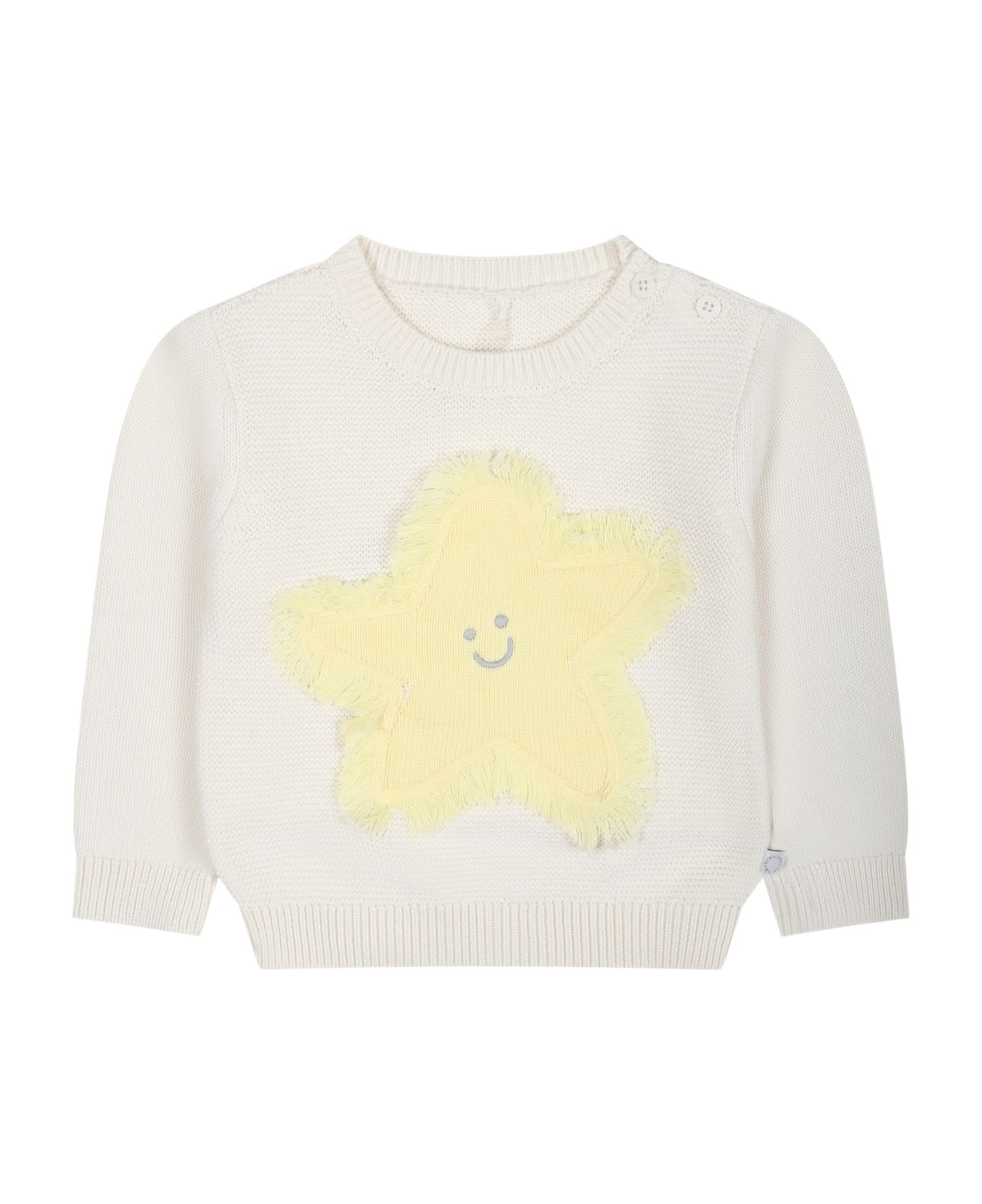 Stella McCartney Kids Ivory Sweater For Kids With Embroidered Star - Ivory