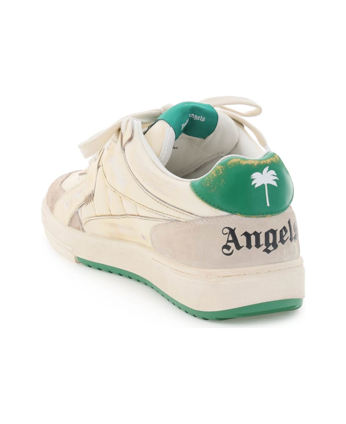 Palm Angels University Leather Sneakers - White Green