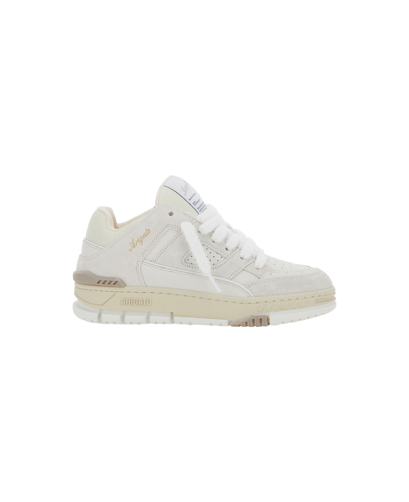 Axel Arigato 'area Lo' White Low Top Sneakers With Logo Patch On The Tongue And Chunky Sole In Leather Blend Woman - BEIGE