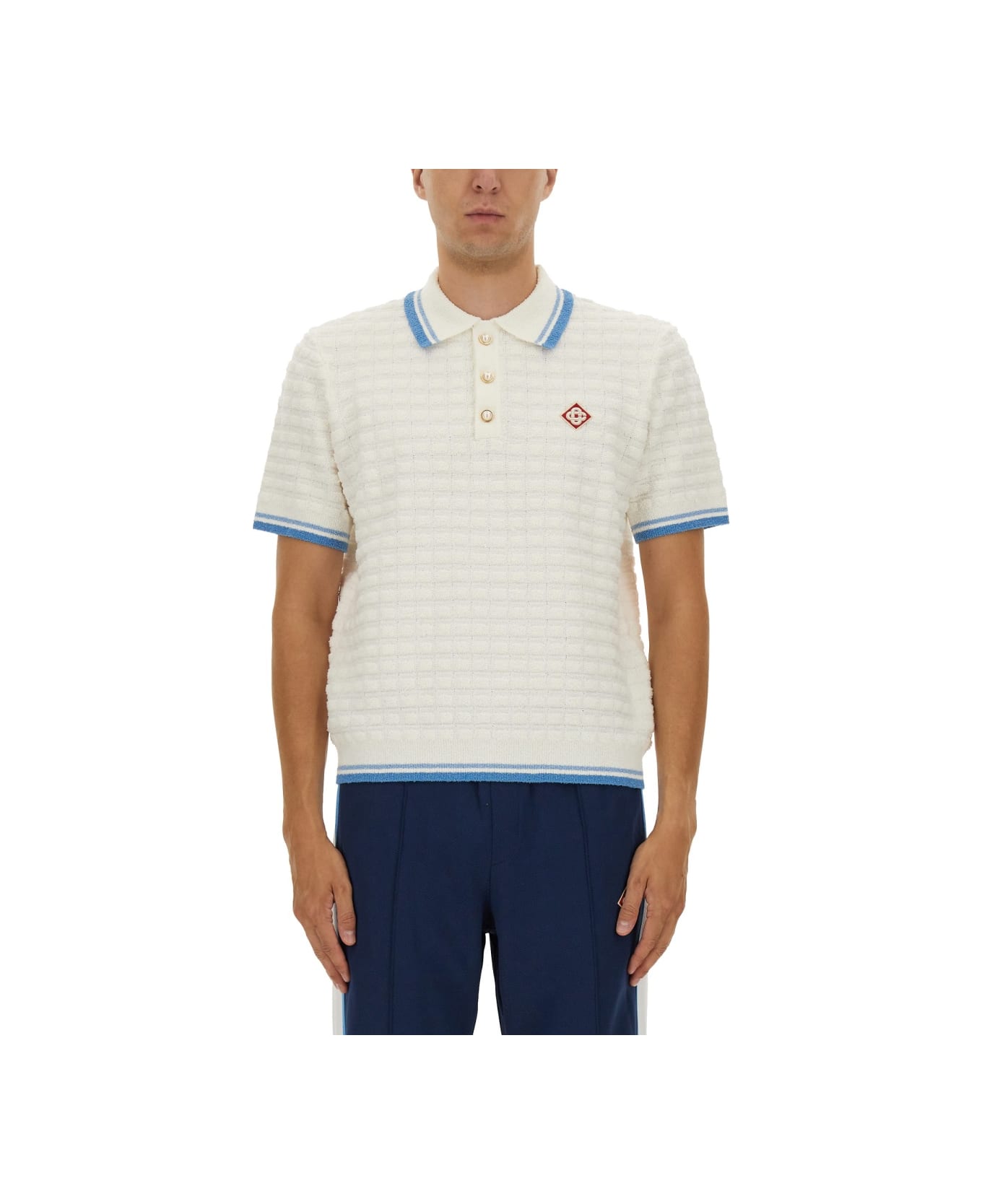 Casablanca Cotton Bouclé Polo Shirt - WHITE