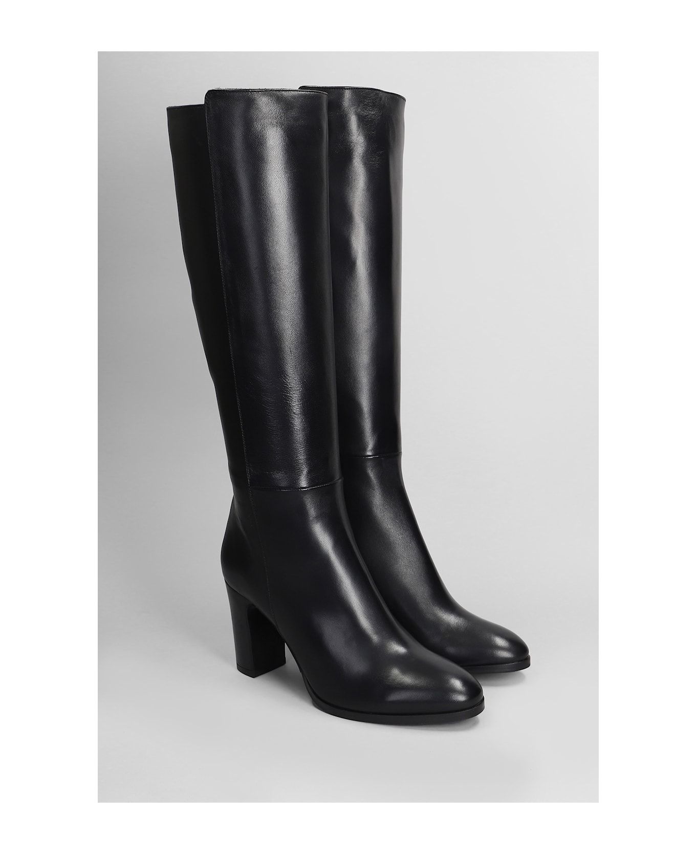 Julie Dee High Heels Boots In Black Leather - black