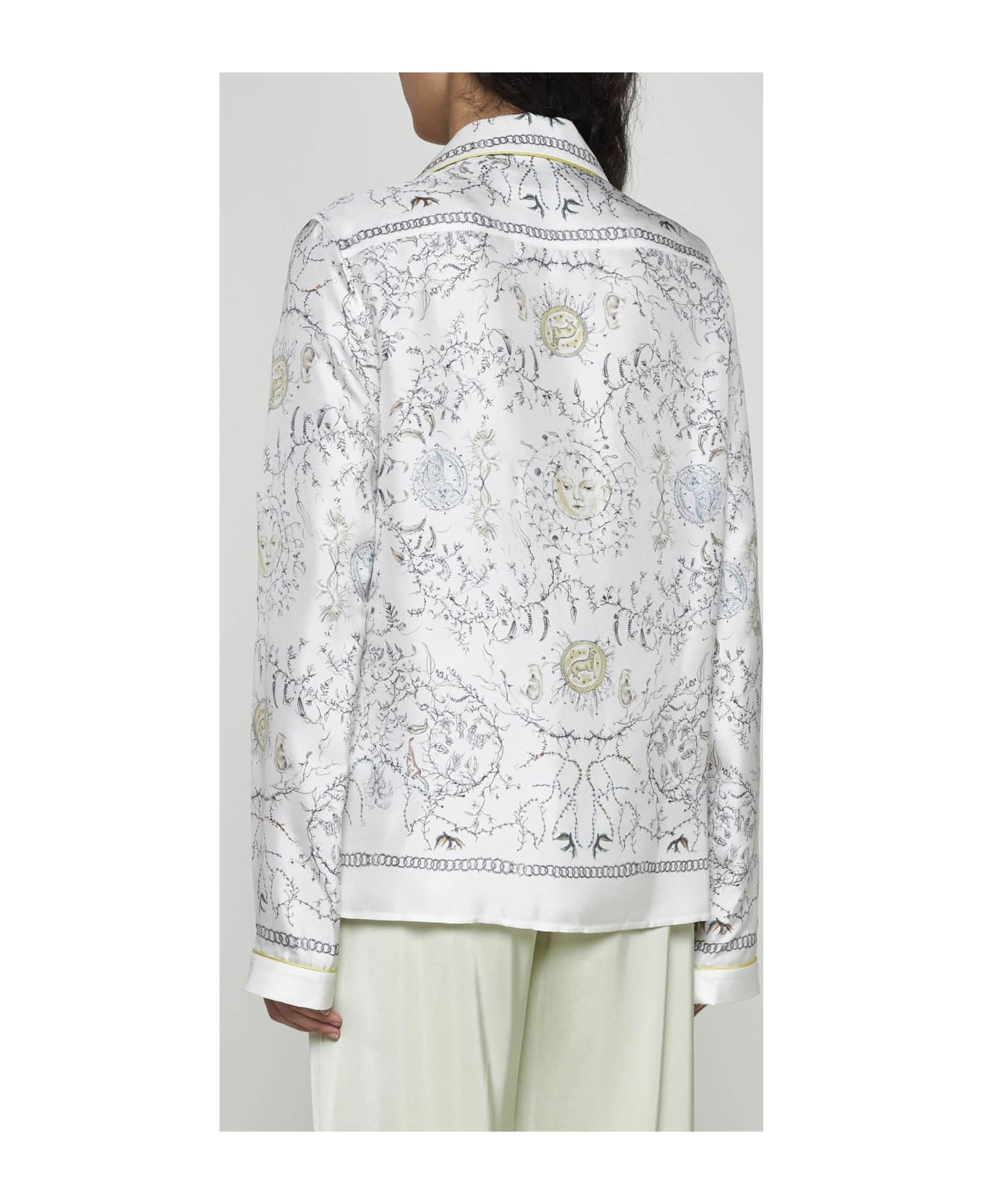Fabiana Filippi Foliage Print Silk Shirt - WHITE ジャケット