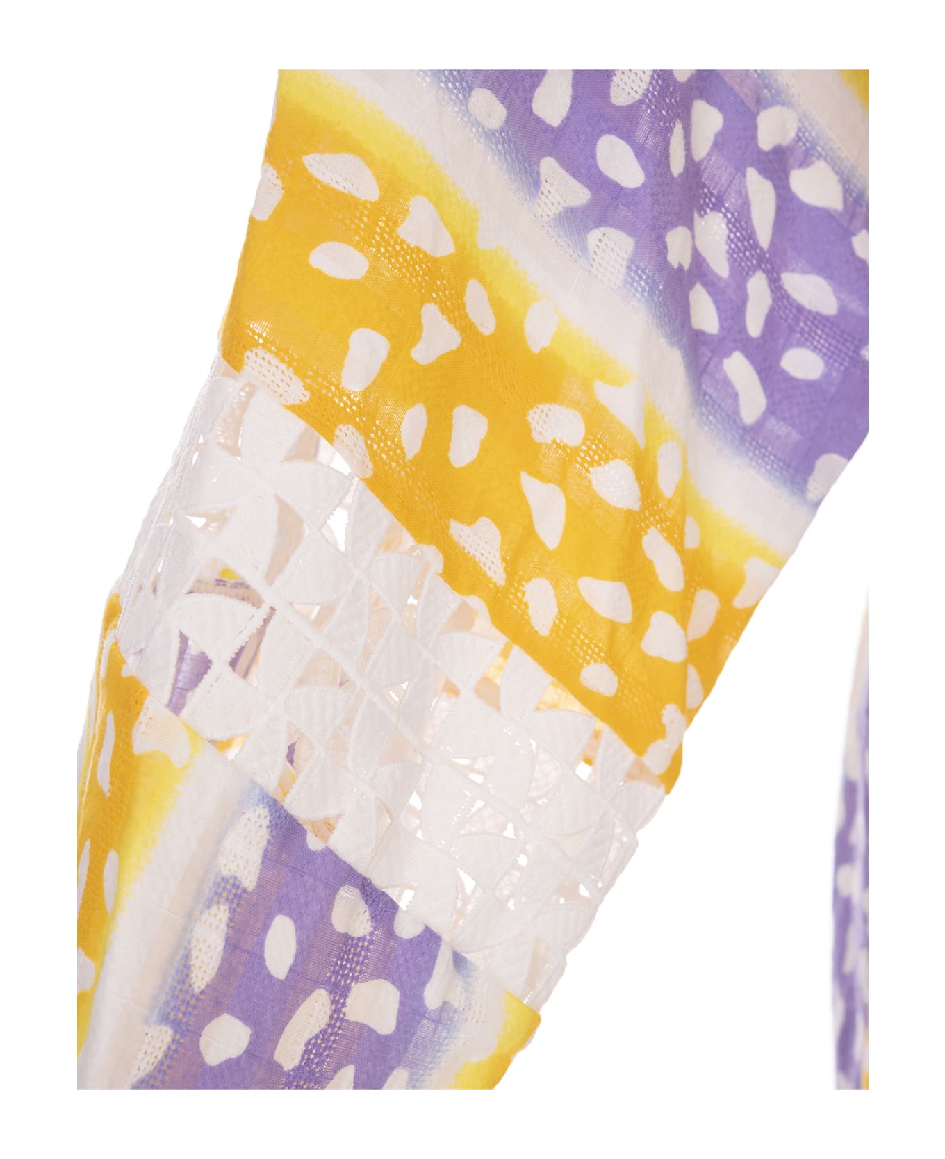 Diane Von Furstenberg Yellow And Purple Printed Long Dress With Embroidery - Yellow