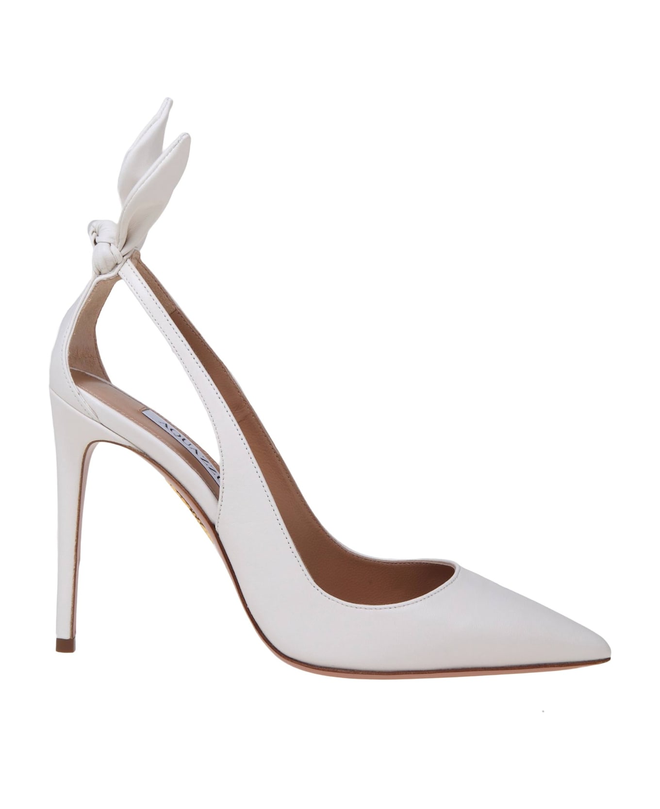 Aquazzura Bow Tie Pump 85 In White Leather - White