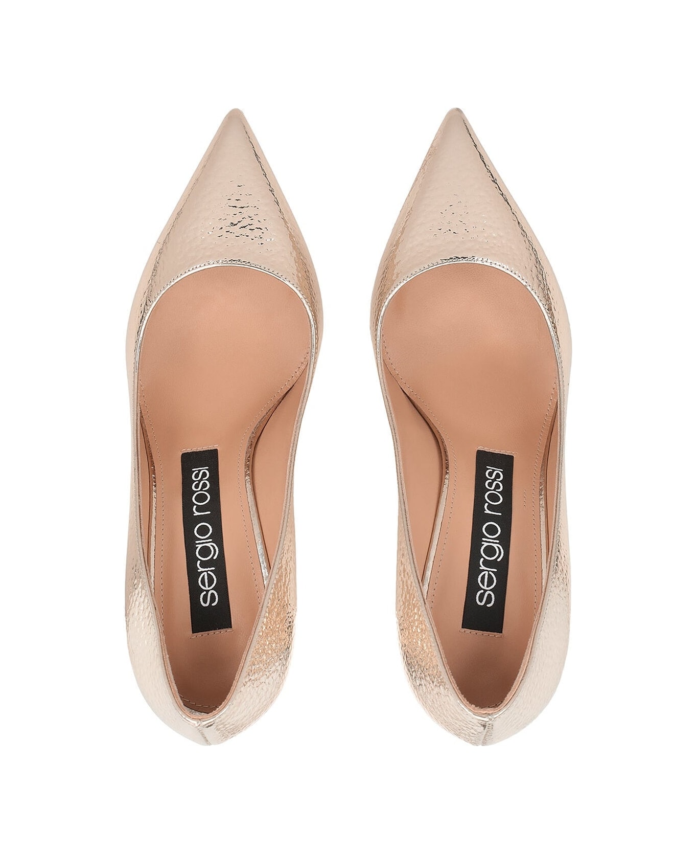 Sergio Rossi Godiva 090 Crack Mirror Leather Pumps - Rose gold