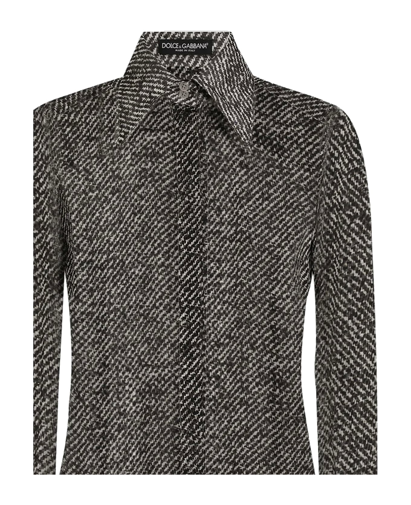 Dolce & Gabbana Bouclé Print Silk Chiffon Shirt - MultiColour