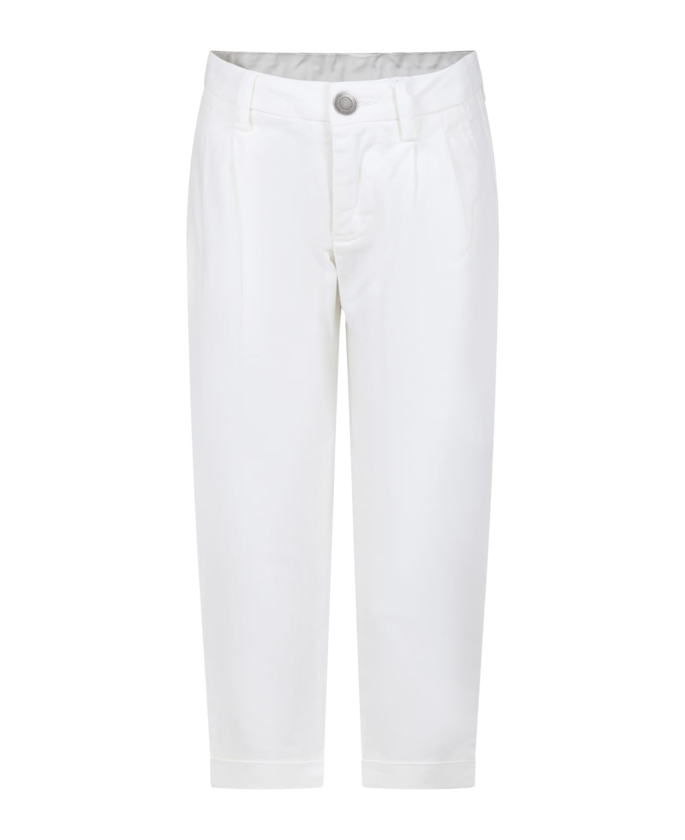 Dondup White Trousers For Boy With Logo - White