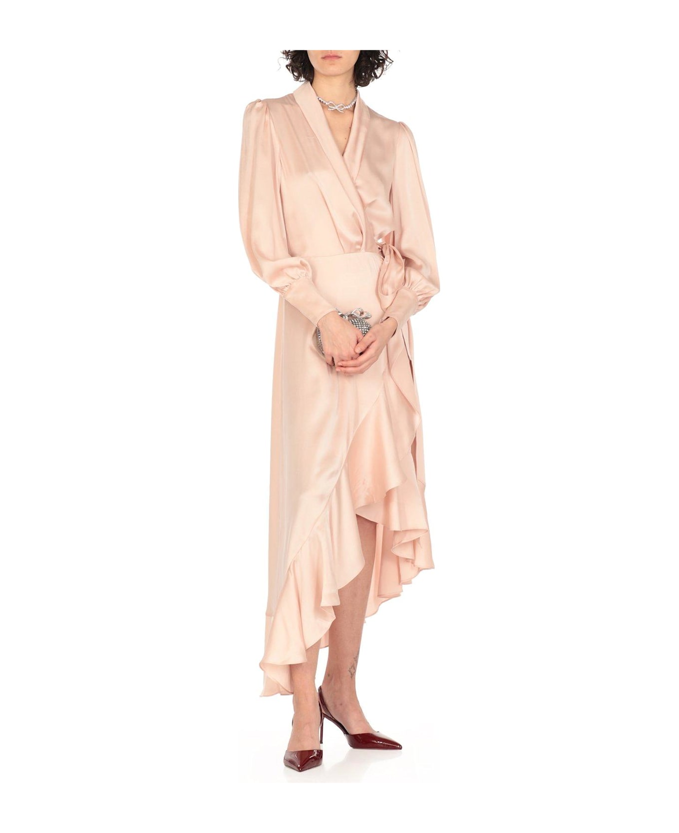Zimmermann Asymmetric Wrap Midi Dress - PETAL