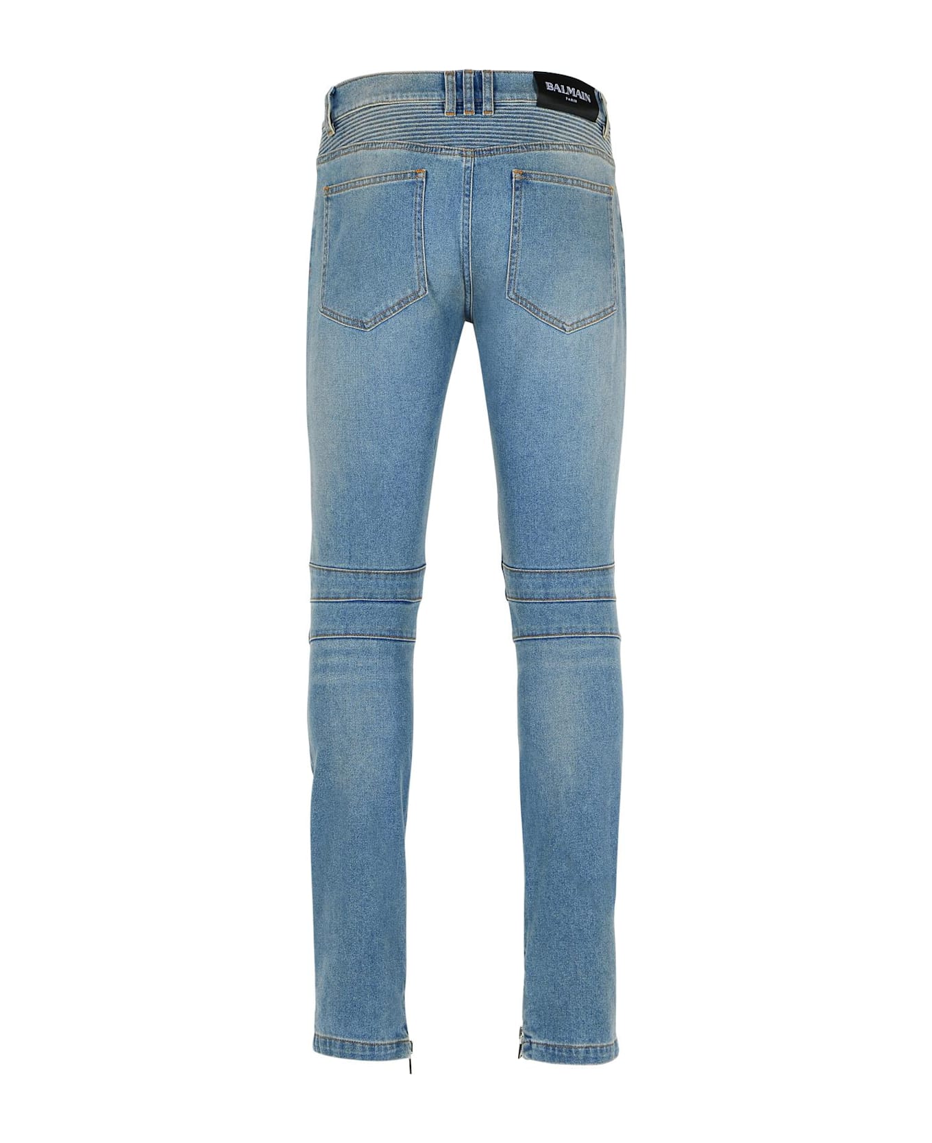 Balmain 
biker
 Blue Cotton Jeans - Blue