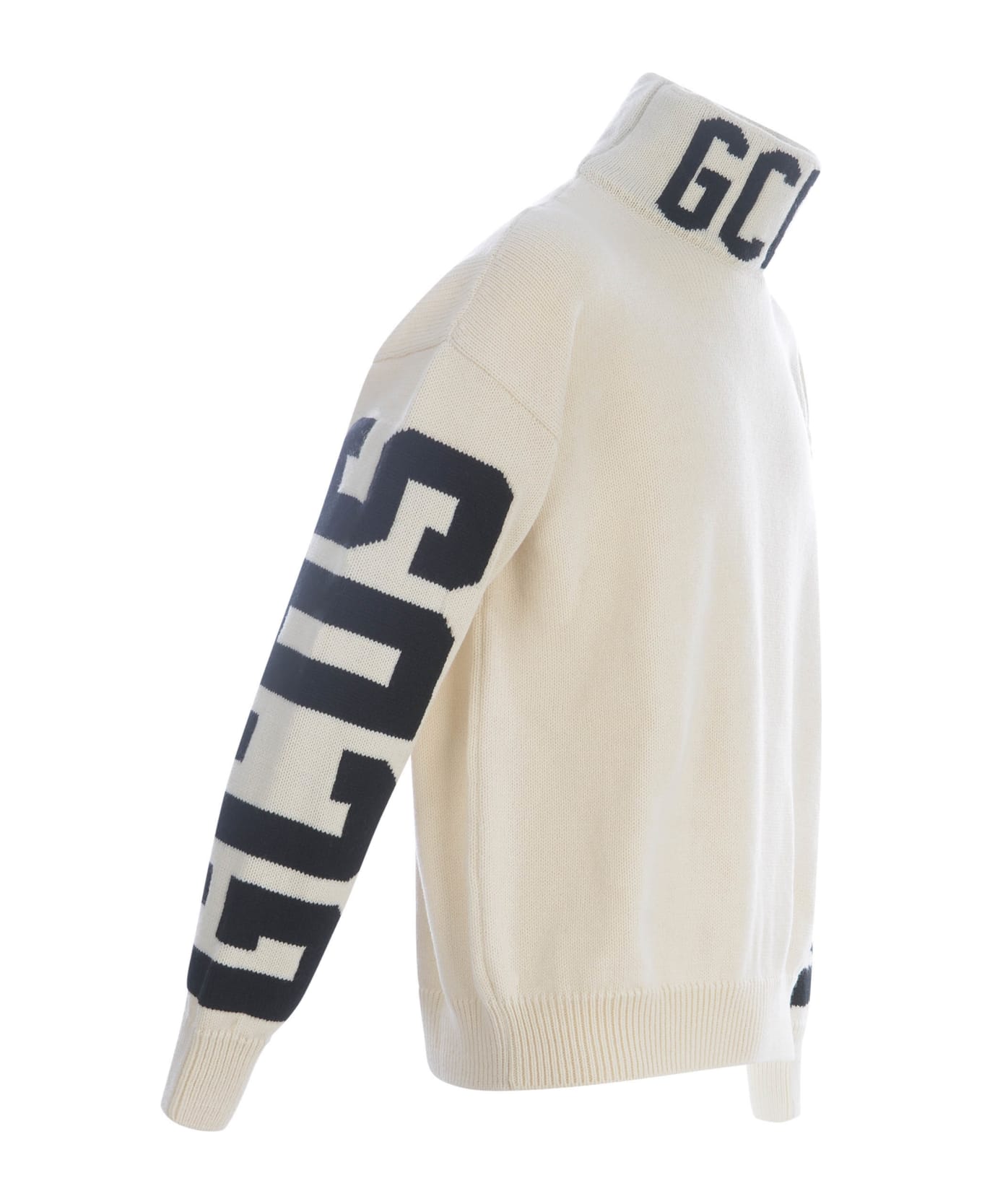 GCDS Sweater Gcds "logo" In Wool - Avorio ニットウェア