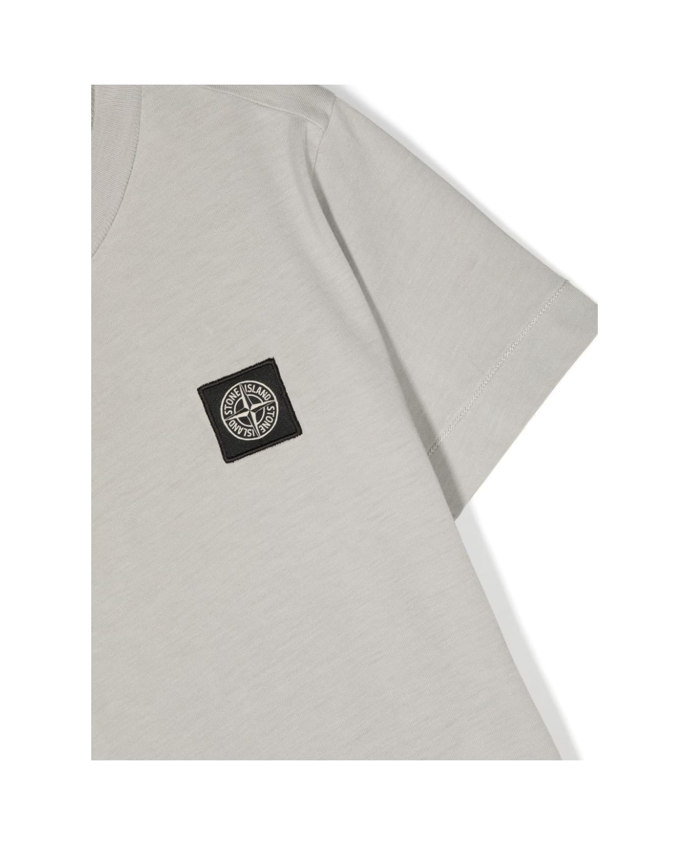 Stone Island Junior Pearl Grey T-shirt With Logo Patch - Grey Tシャツ＆ポロシャツ