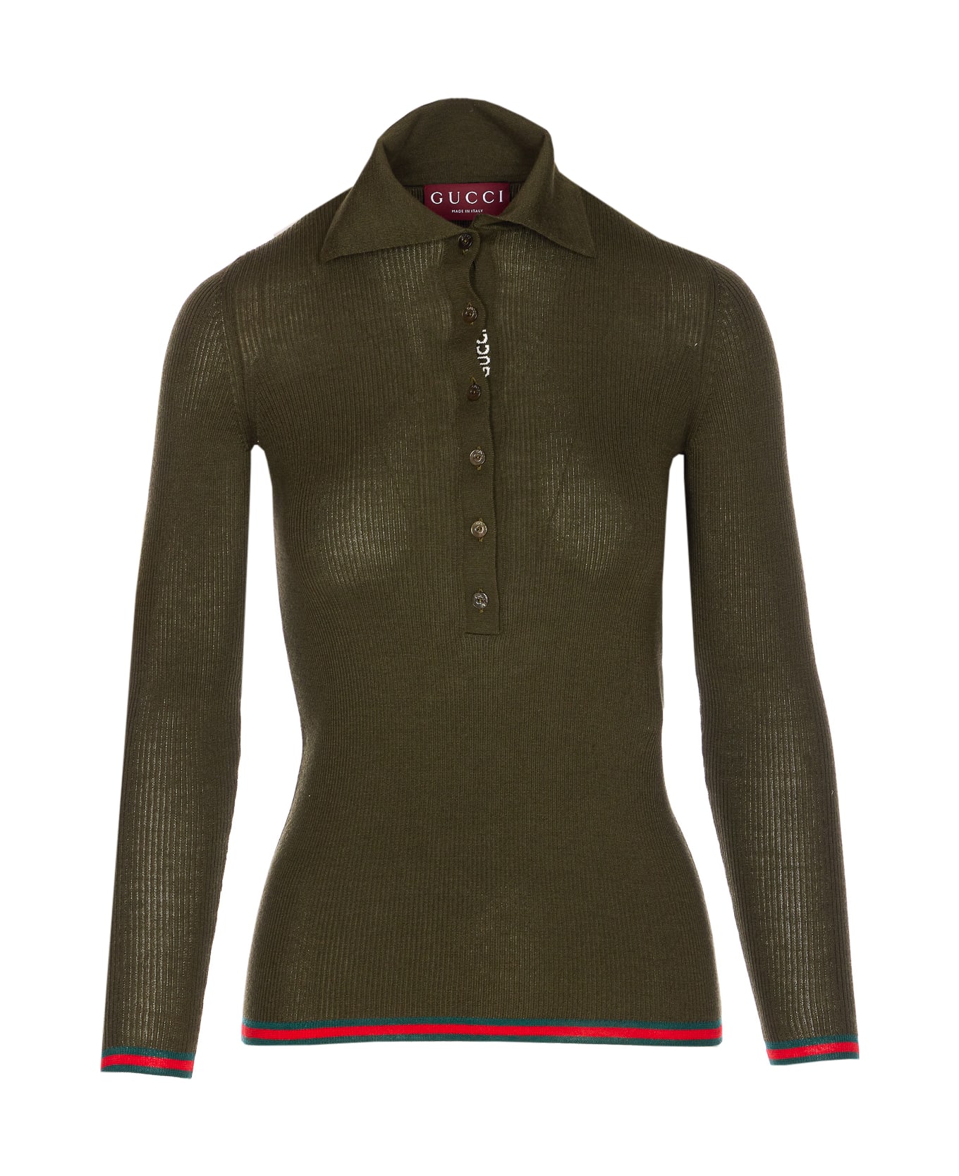 Gucci Web Detail Polo - Green