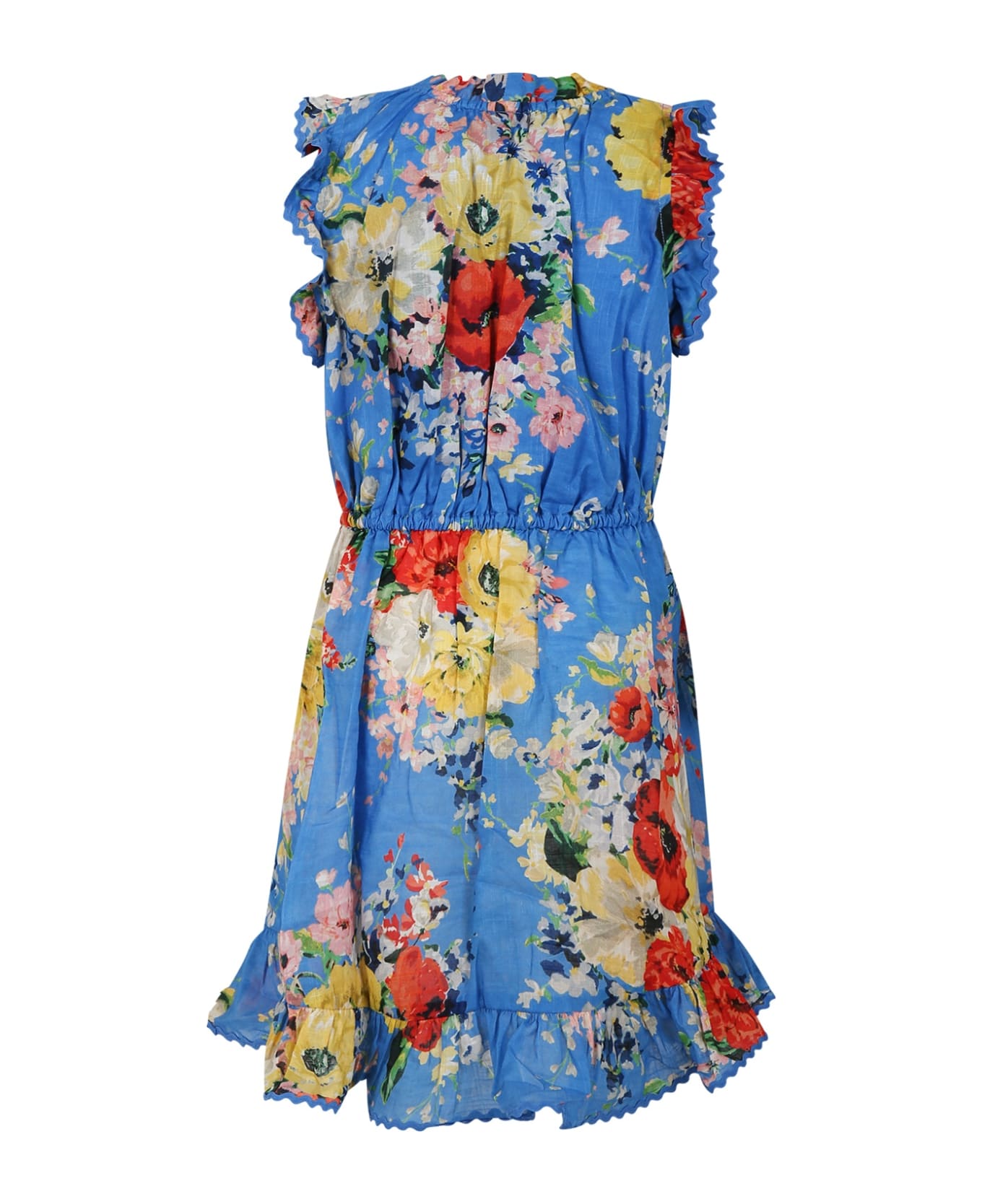 Zimmermann Light Blue Dress For Girl With Floral Print - Light Blue