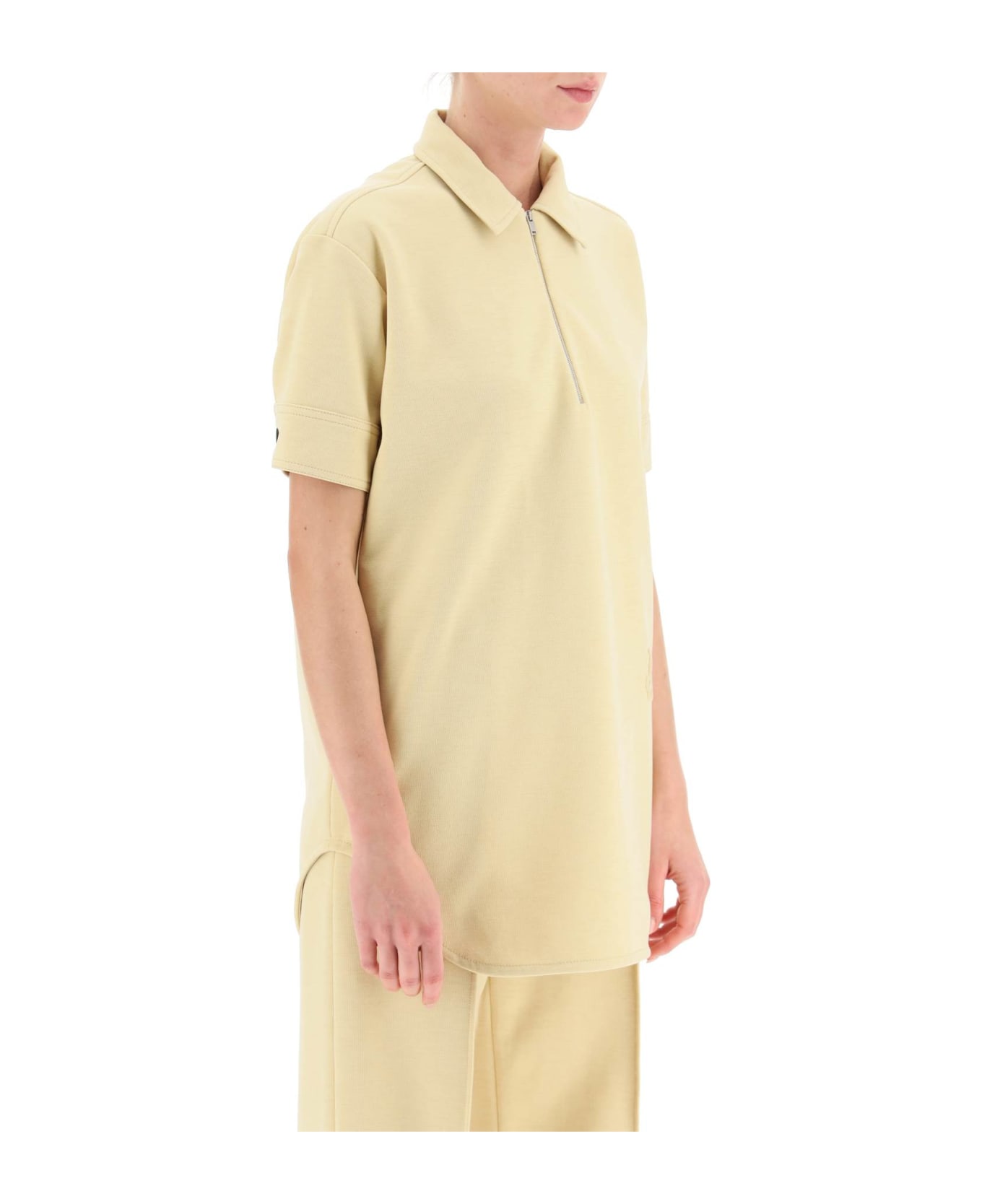 Jil Sander Polo Shirt With Half Zip And Monogram Embroidery - LIGHT BRONZE (Yellow)