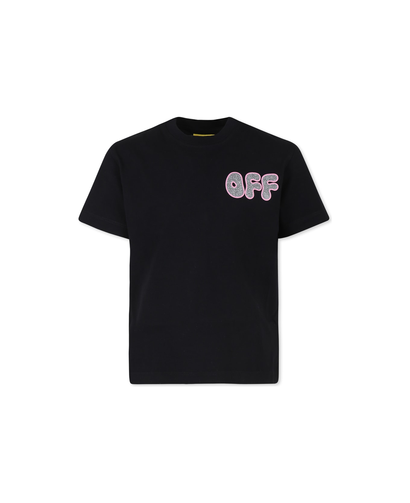 Off-White Black T-shirt For Girl With Logo - Black