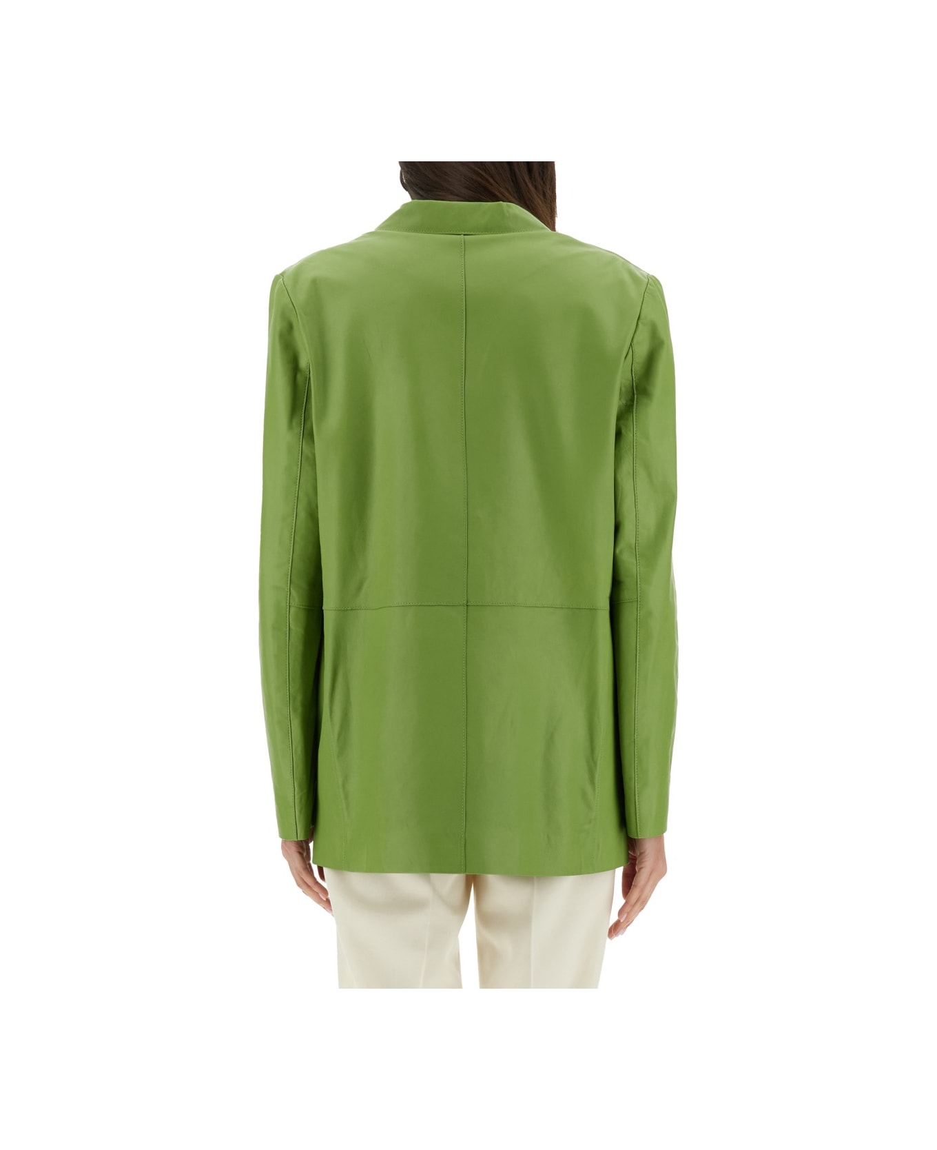 Alysi Oversized Leather Blazer - GREEN