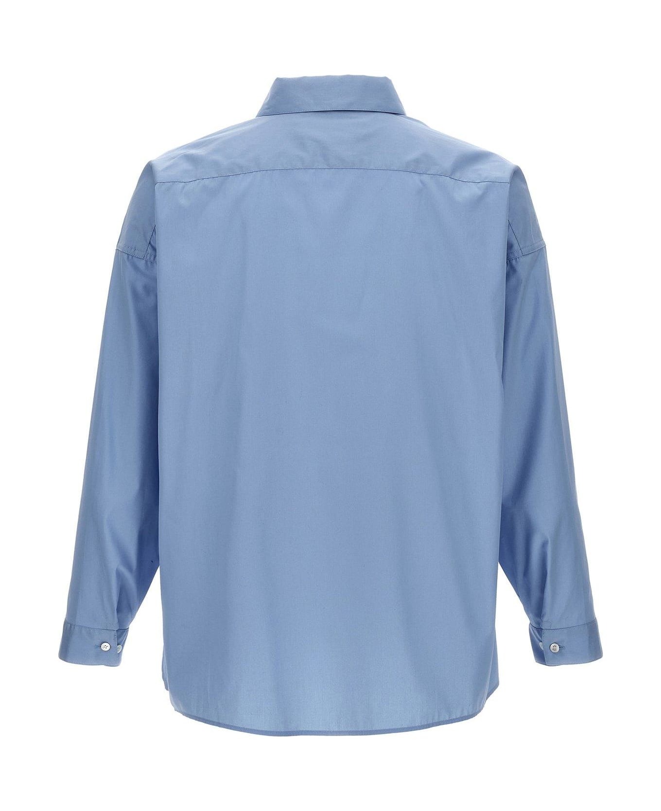 Marni Logo Printed Long-sleeved Shirt - Clear Blue