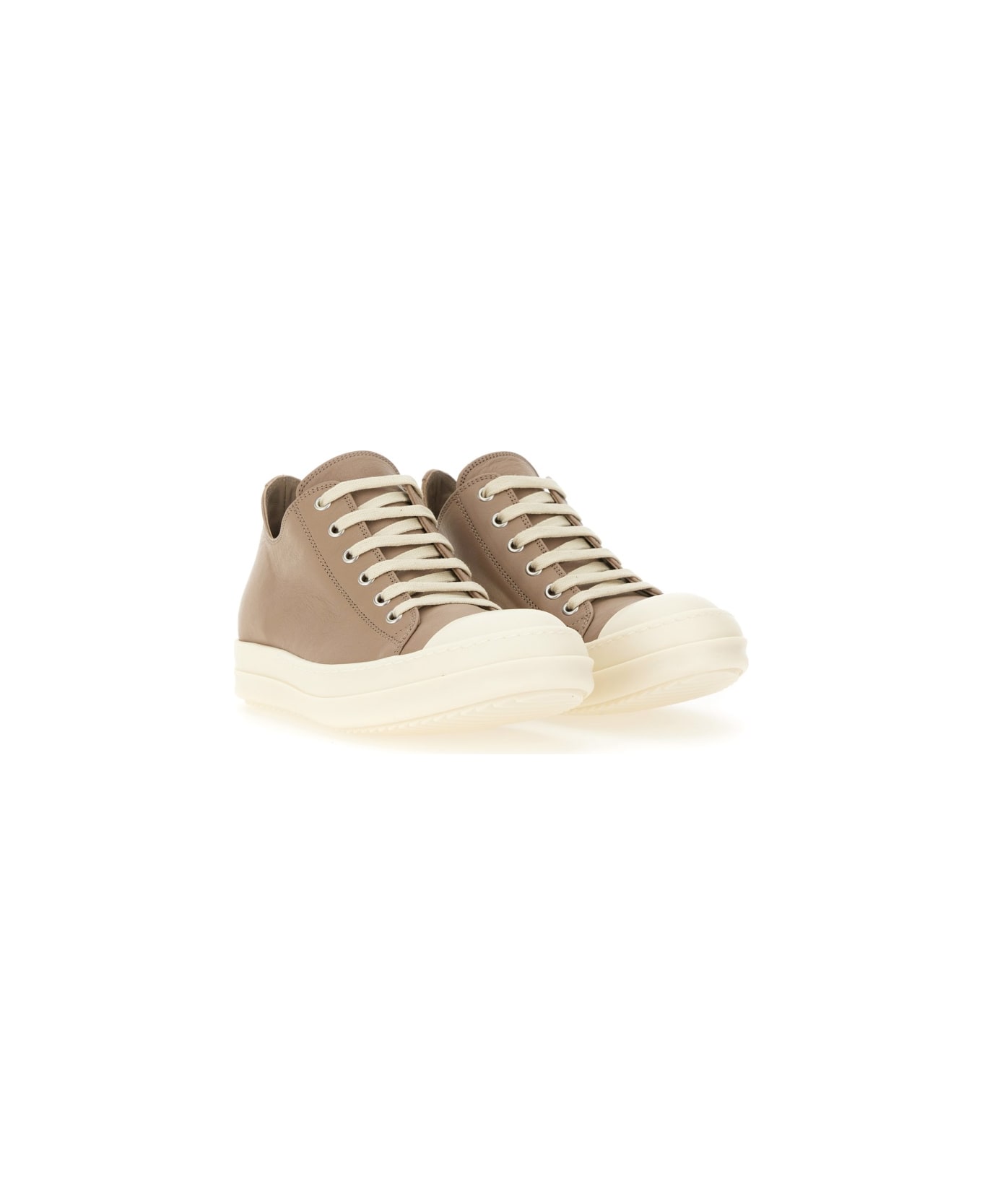 Rick Owens Leather Sneaker - BEIGE