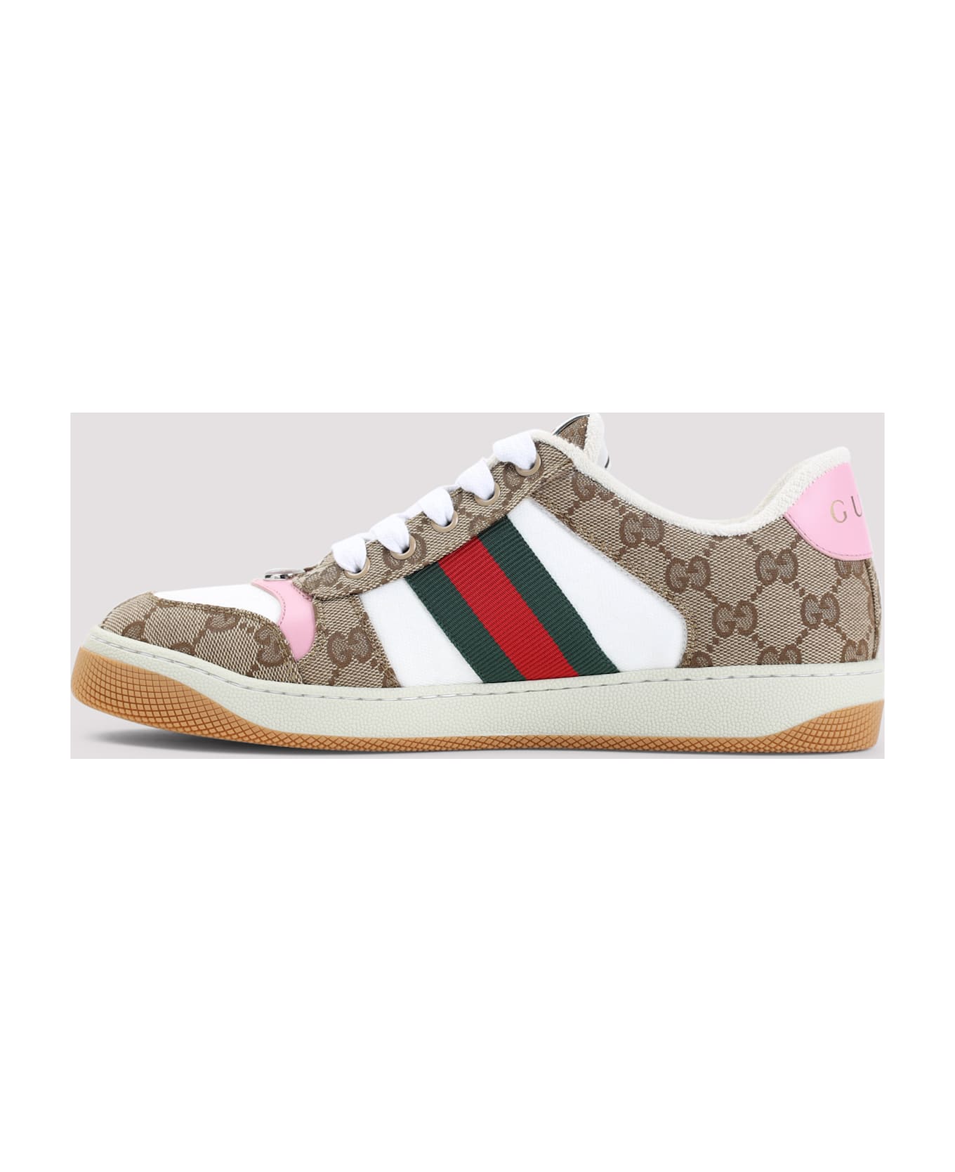 Gucci Screener Sneakers - Beige Ebony Pink