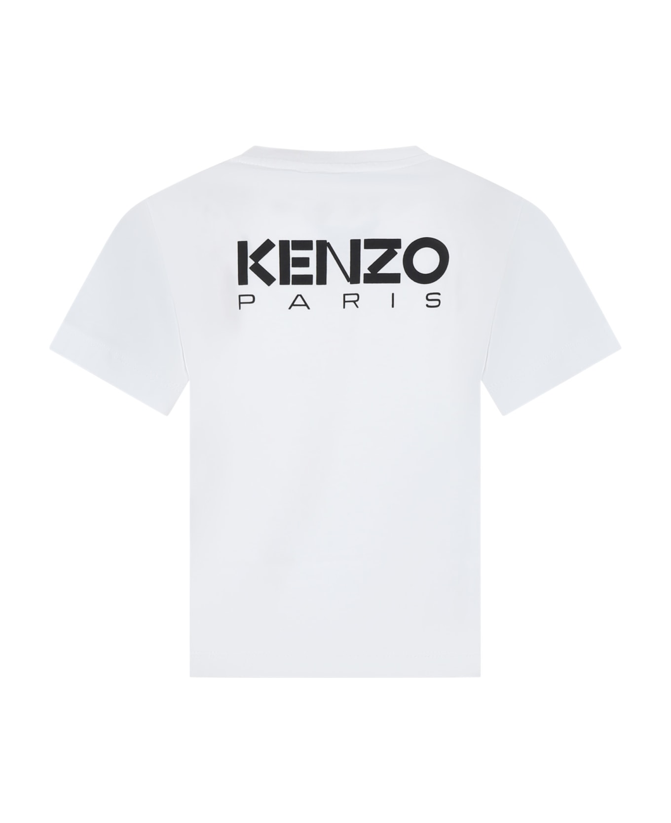 Kenzo Kids White T-shirt For Girl With Flower - IVORY
