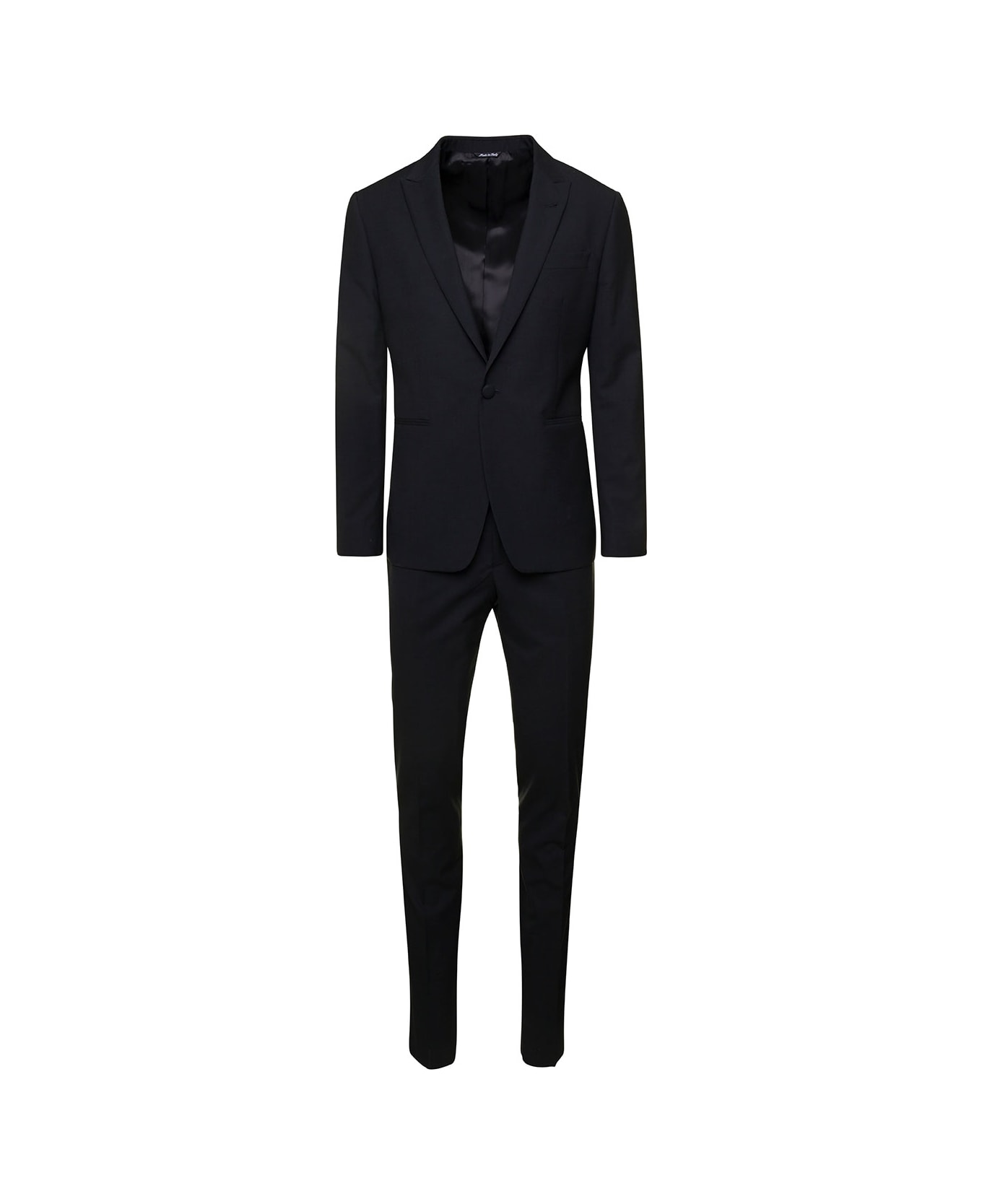 Reveres 1949 Single-breasted Suit In Black Wool Blend Man - Black