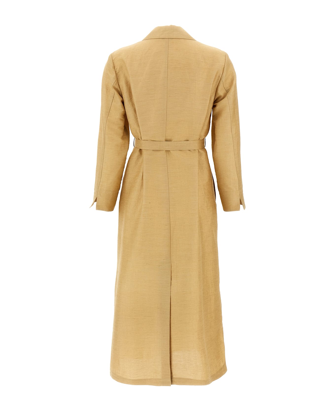 Max Mara Linen And Silk Canvas Overcoat - Beige
