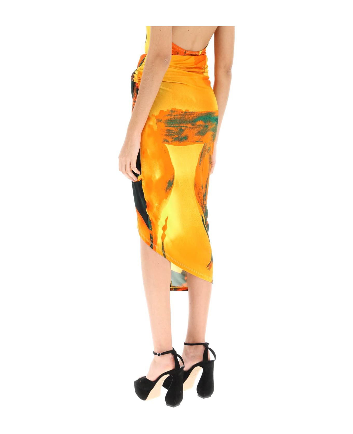 Louisa Ballou Coastline Midi Skirt - CHECKMATE (Orange)