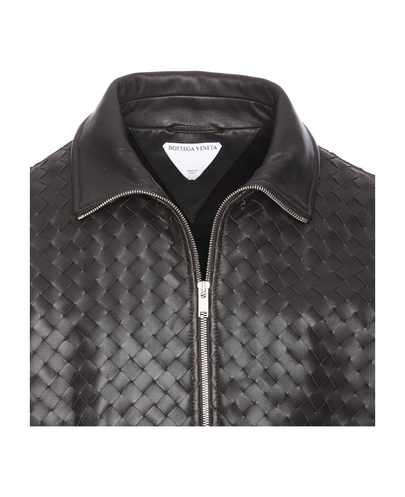 Bottega Veneta Intrecciato Leather Zip Jacket - Brown