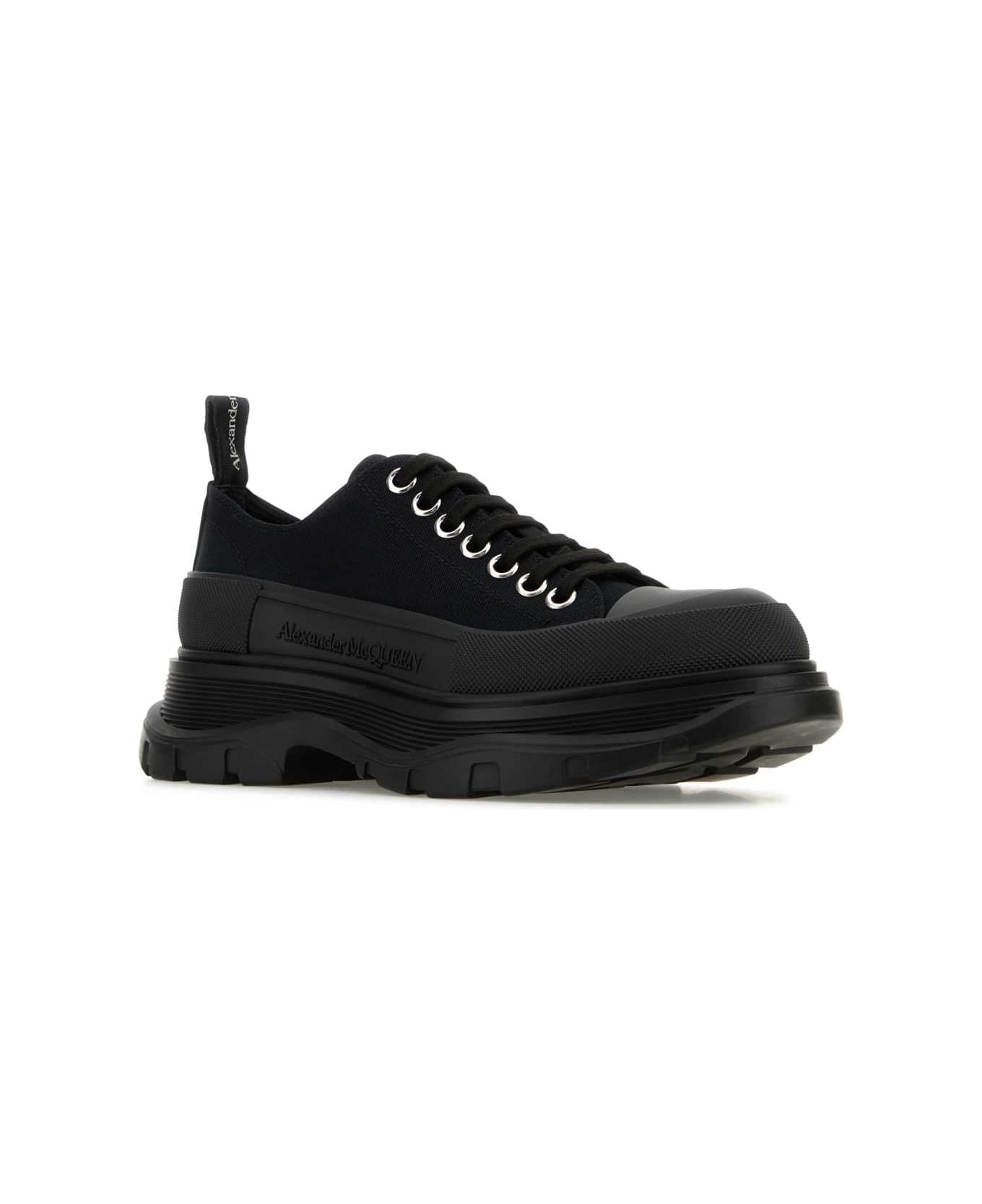 Alexander McQueen Black Canvas Tread Slick Sneakers - BLACKBLACK