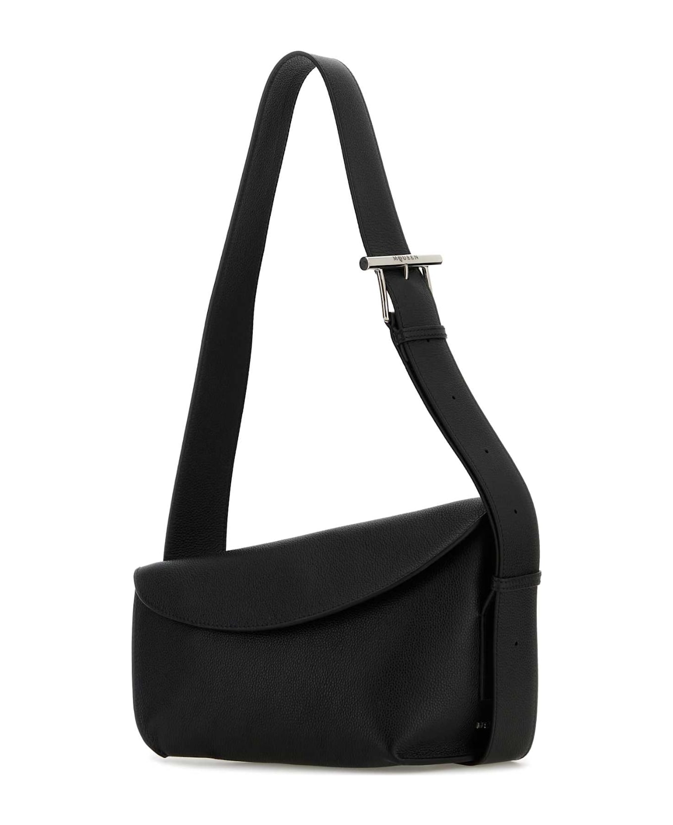 Alexander McQueen Black Large Sling T-bar Crossbody Bag - BLACKSILVER