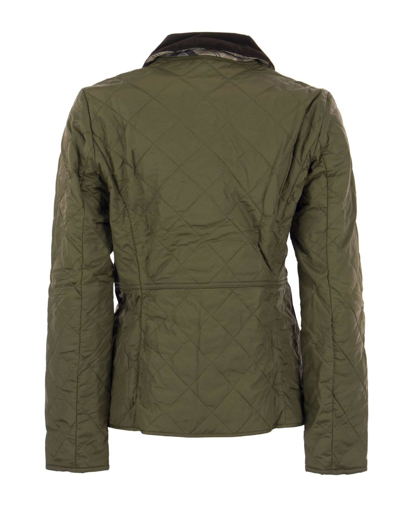 Barbour Deveron Quilted Buttoned Jacket - Olive/pale Pink ダウンジャケット