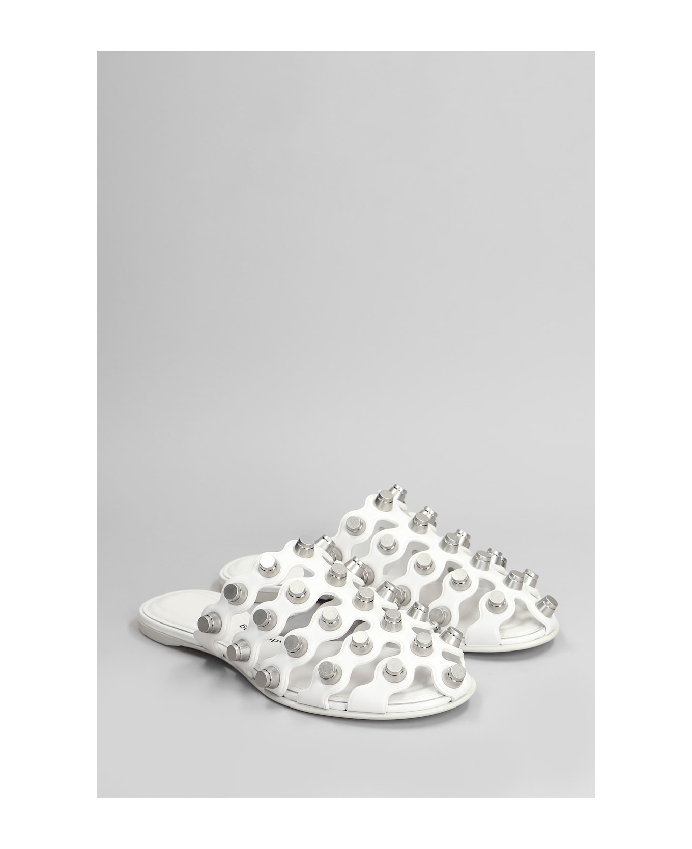 Alexander Wang Rexa Cage Slide Flats In White Leather - white