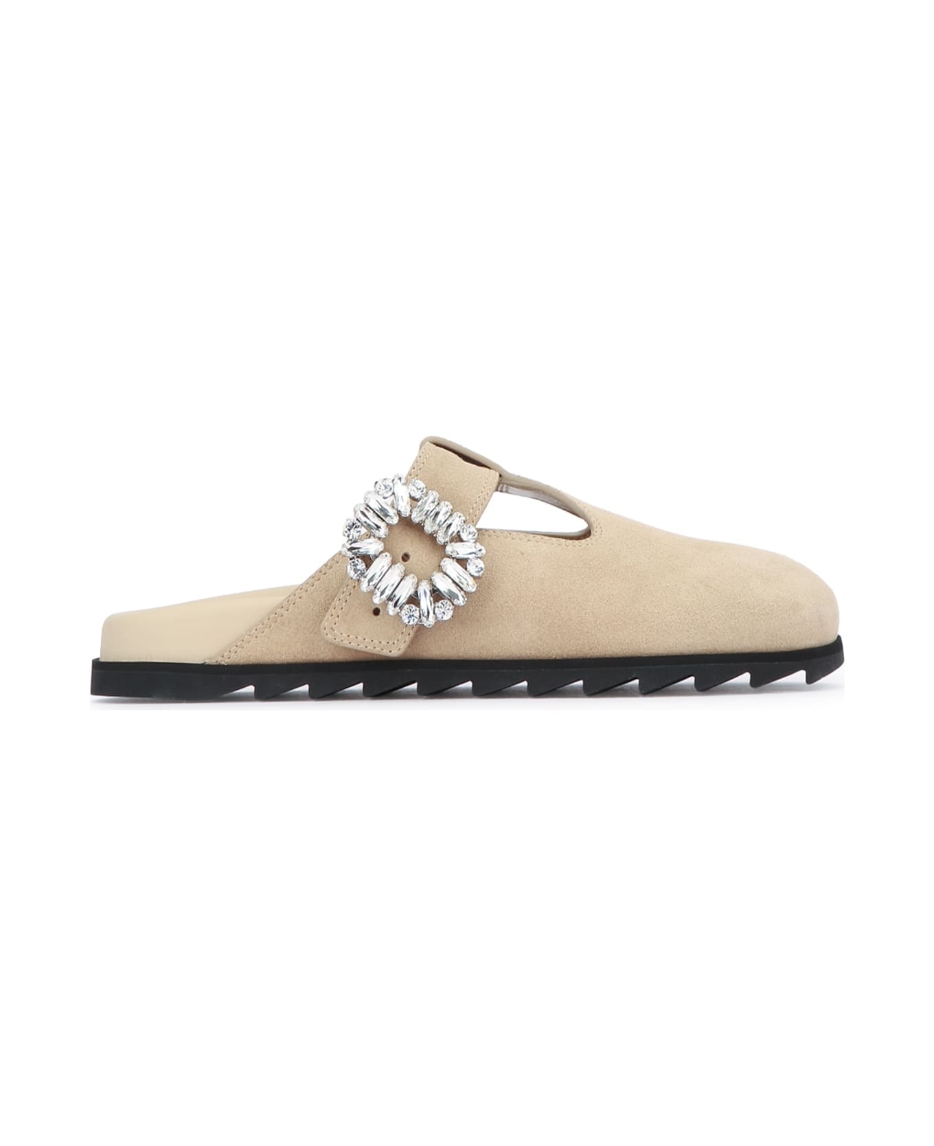 Roger Vivier Slidy Viv Closed T-strap Mule - BEIGE SCURO