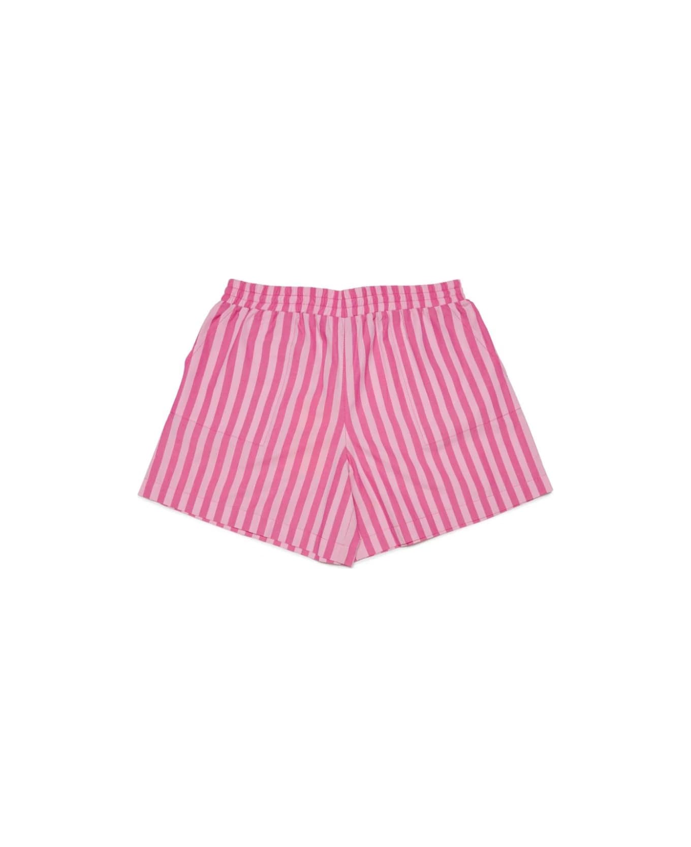 Max&Co. Pink Striped Poplin Shorts With Logo - Pink