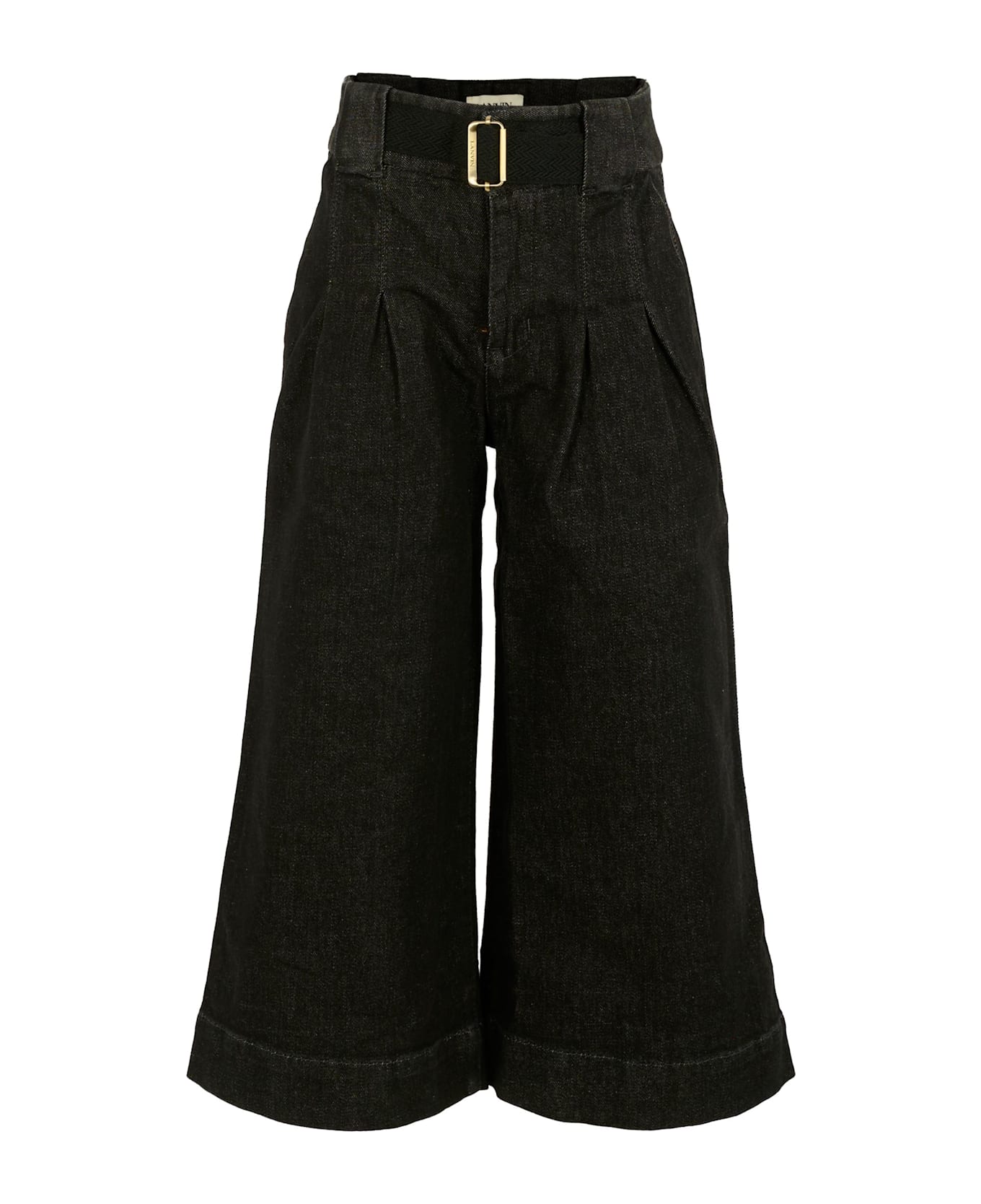 Lanvin Black Jeans For Girl With Logo - Black
