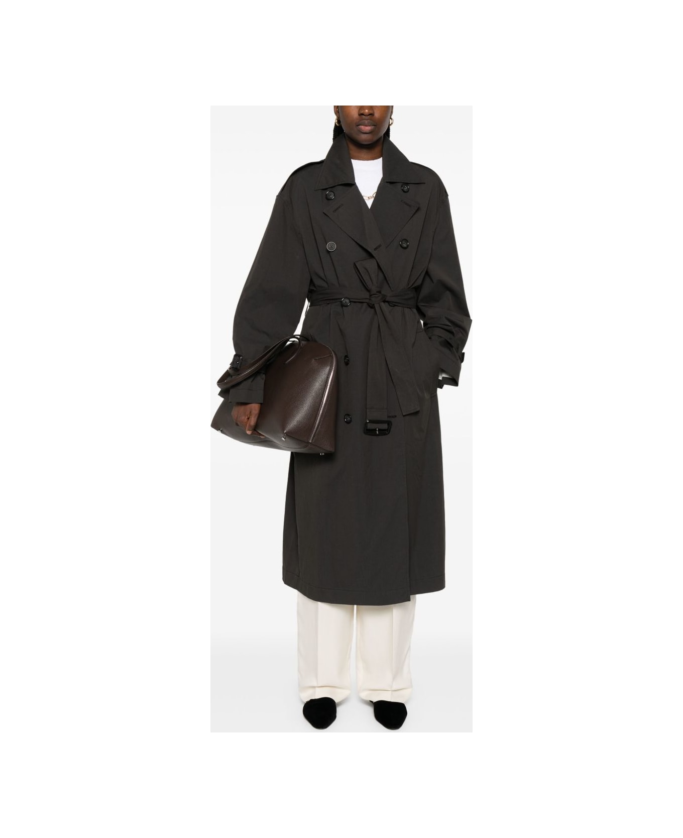 Totême Cotton Blend Trench Coat - Black