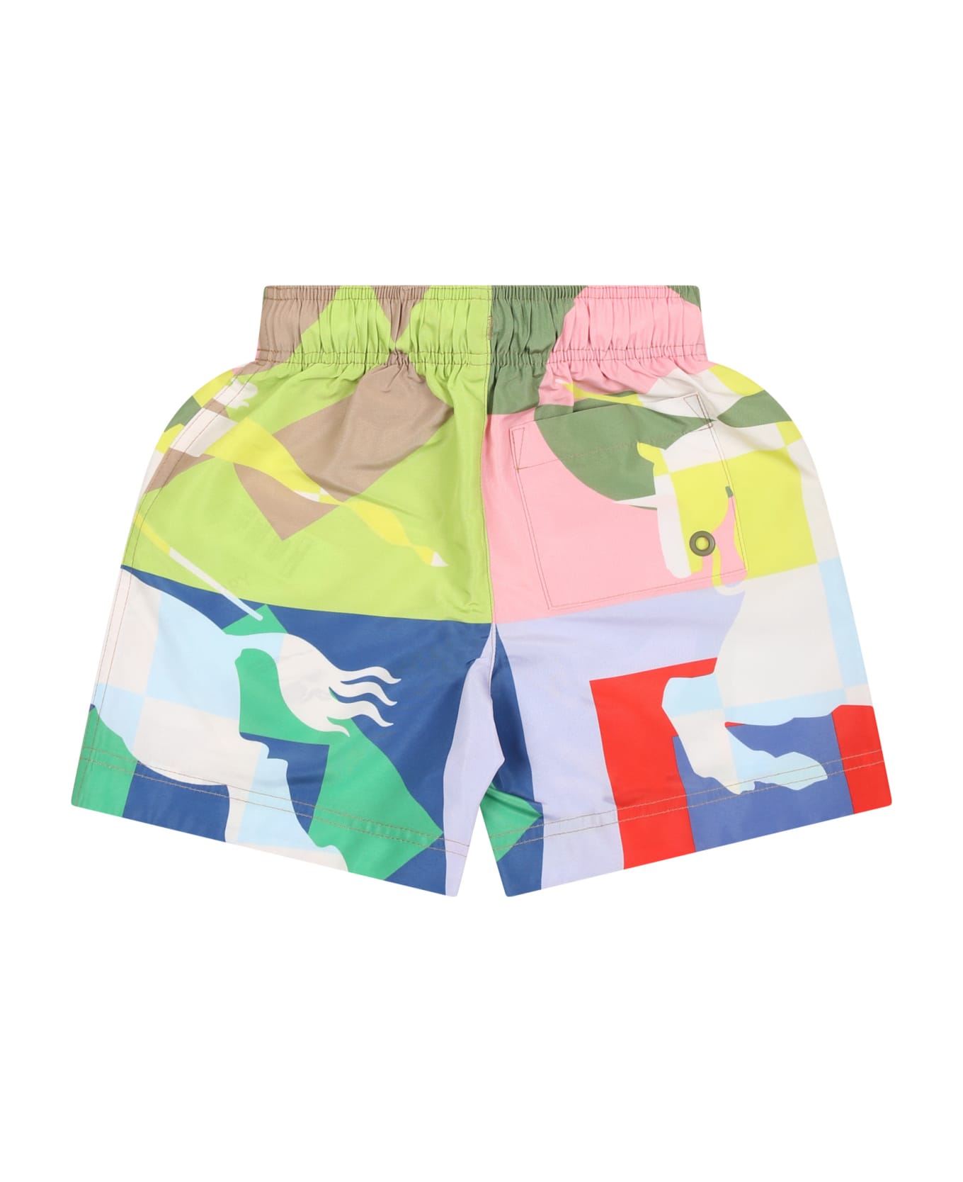 Burberry Multicolor Swim Shorts For Baby Boy With Equestrian Knight - Multicolor
