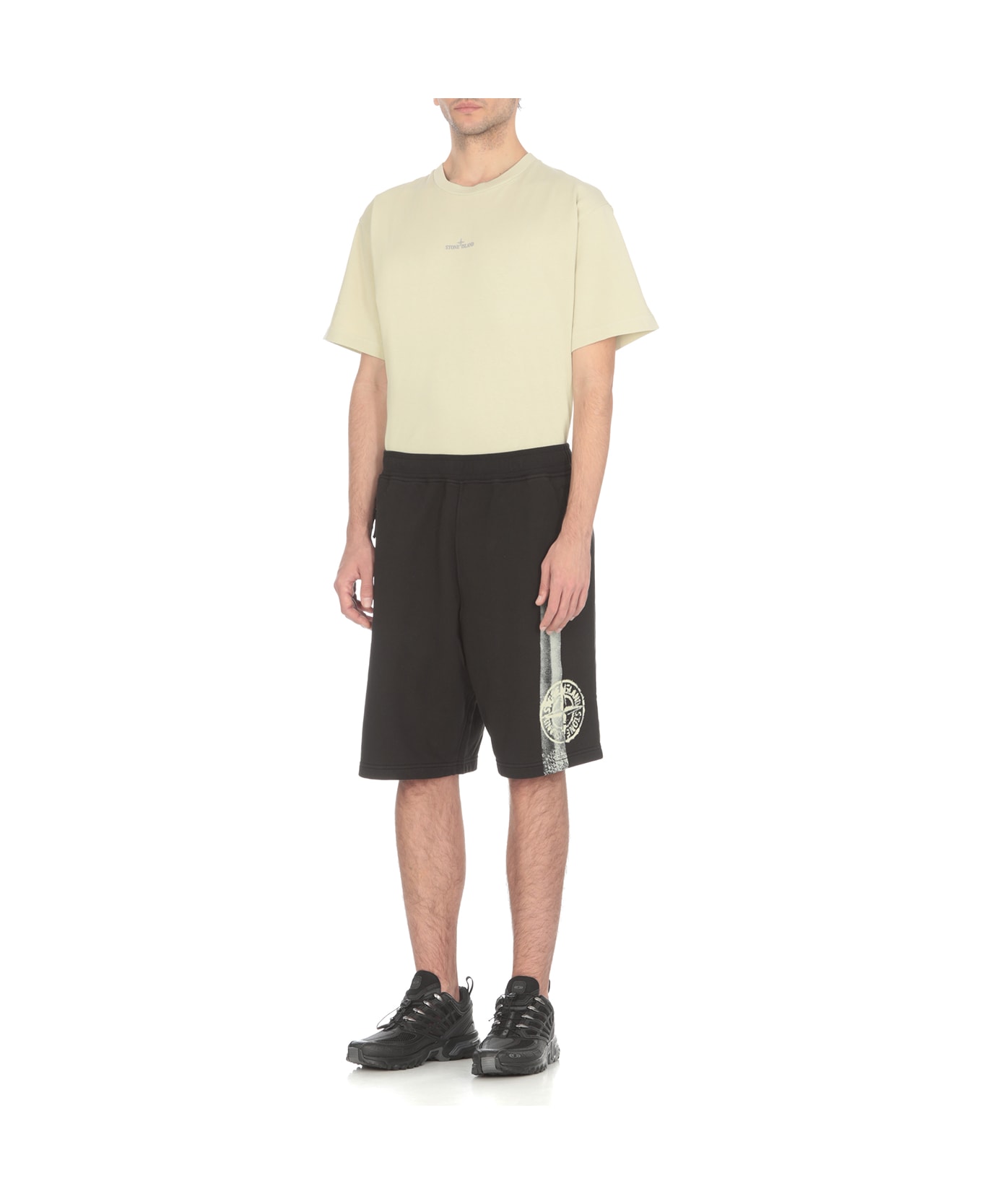 Stone Island Cotton Shorts Shorts - Black ショートパンツ