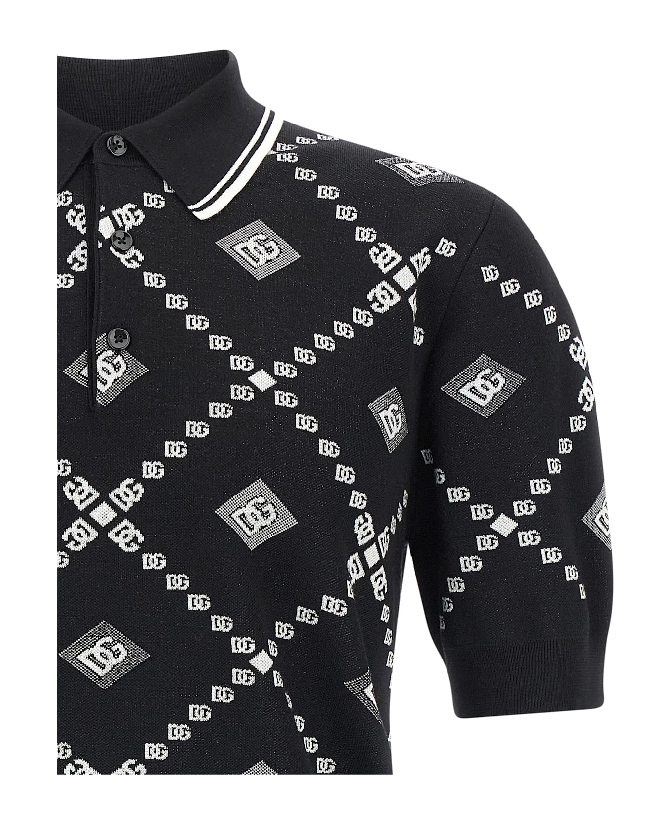 Dolce 
Gabbana Knitted Polo Shirt - White/Black