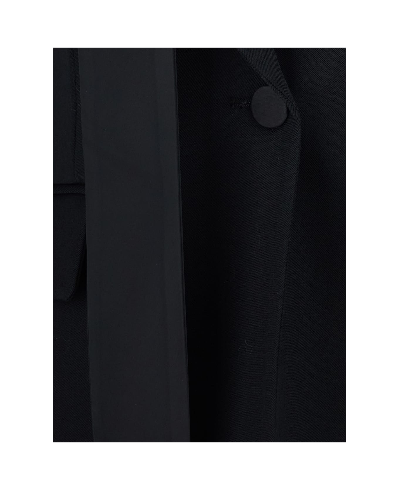 The Attico Black Single-breasted Jacket With Notched Revers And Oversized Band Detail In Wool Woman - Black