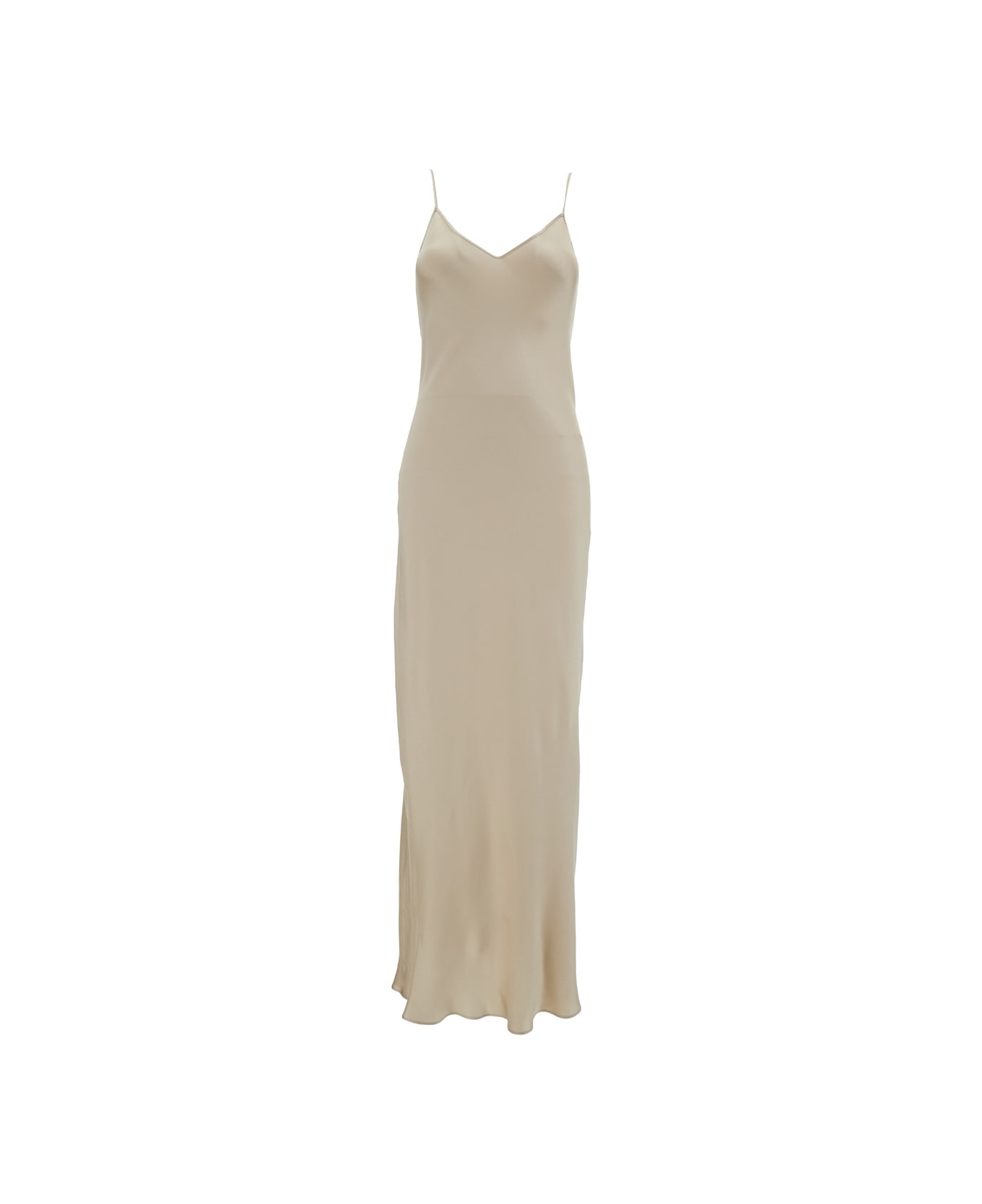 Antonelli Long Beige Dress With V Neckline In Acetate Blend Woman - Beige