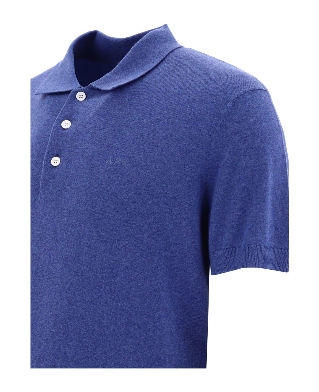A.P.C. Gregory Logo Embroidered Polo Shirt - Blue