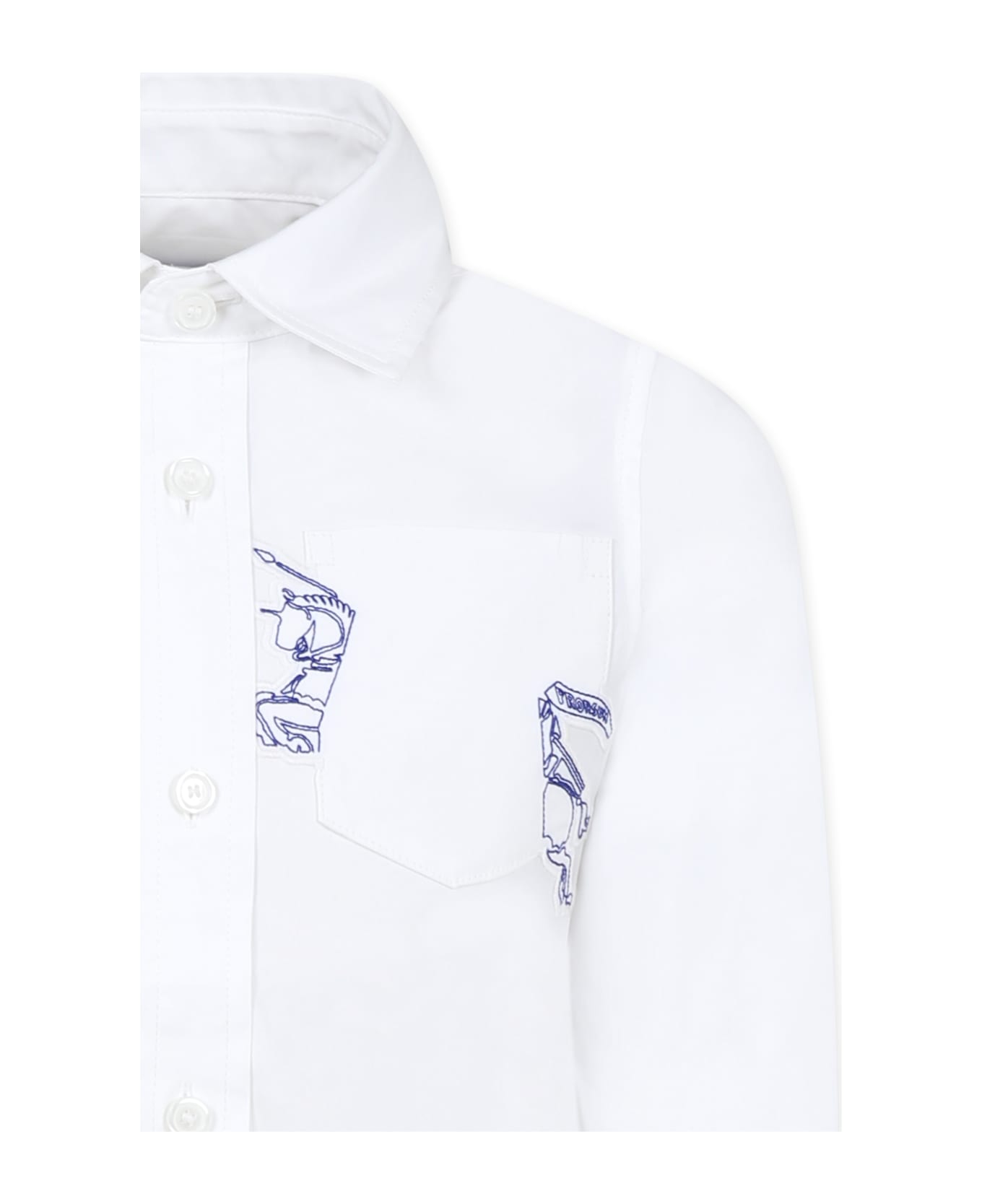 Burberry White Shirt For Boy With Equestrian Knight - White