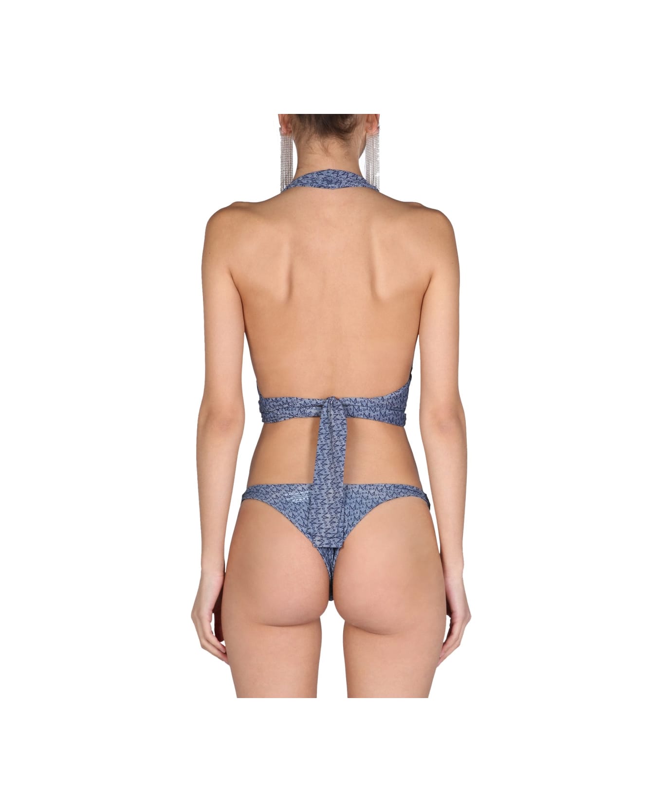Magda Butrym Bikini Top With All Over Logo - BLUE