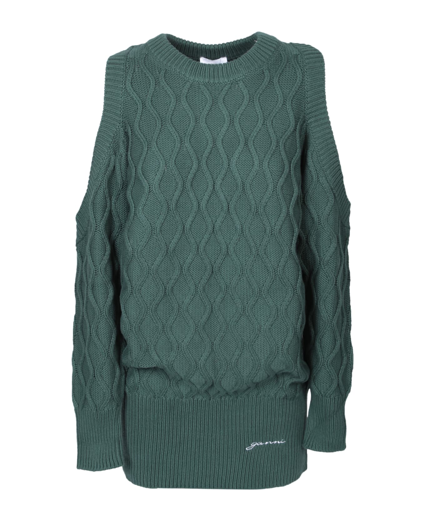 Ganni Cut-out Detail Pullover - Green