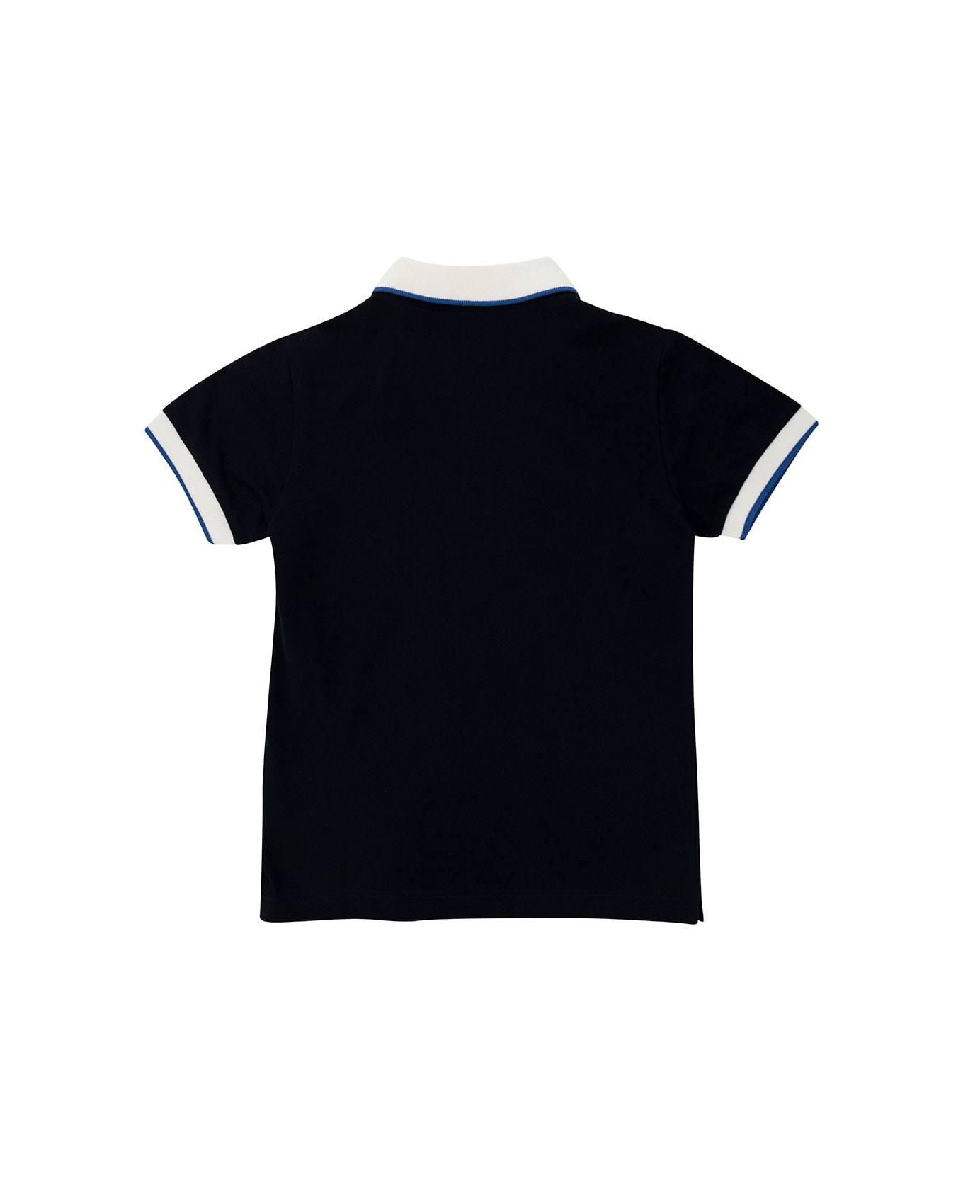 Il Gufo Black Polo Shirt With Contrasting Collar In Cotton Boy - Blu