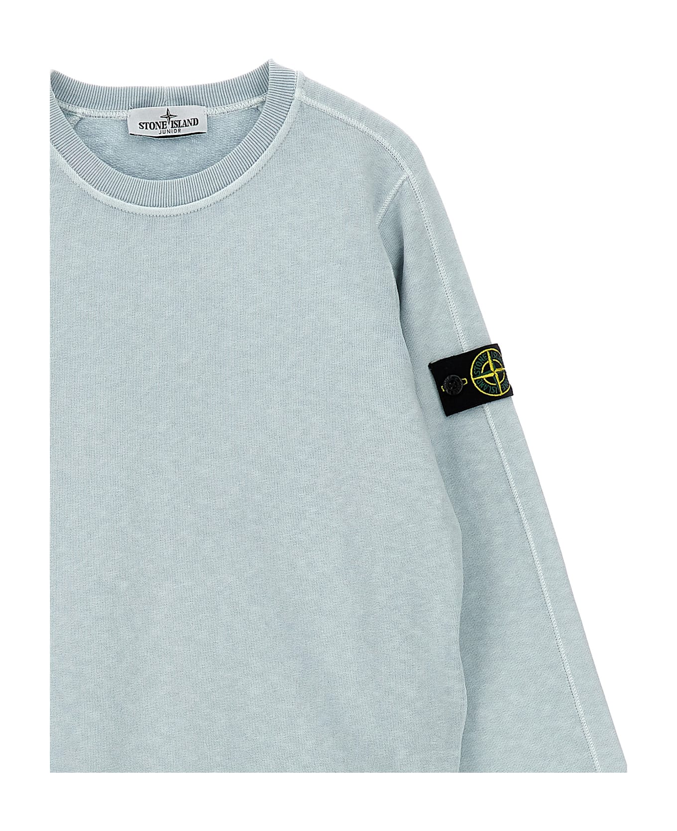 Stone Island Junior Logo Badge Sweatshirt - Light Blue