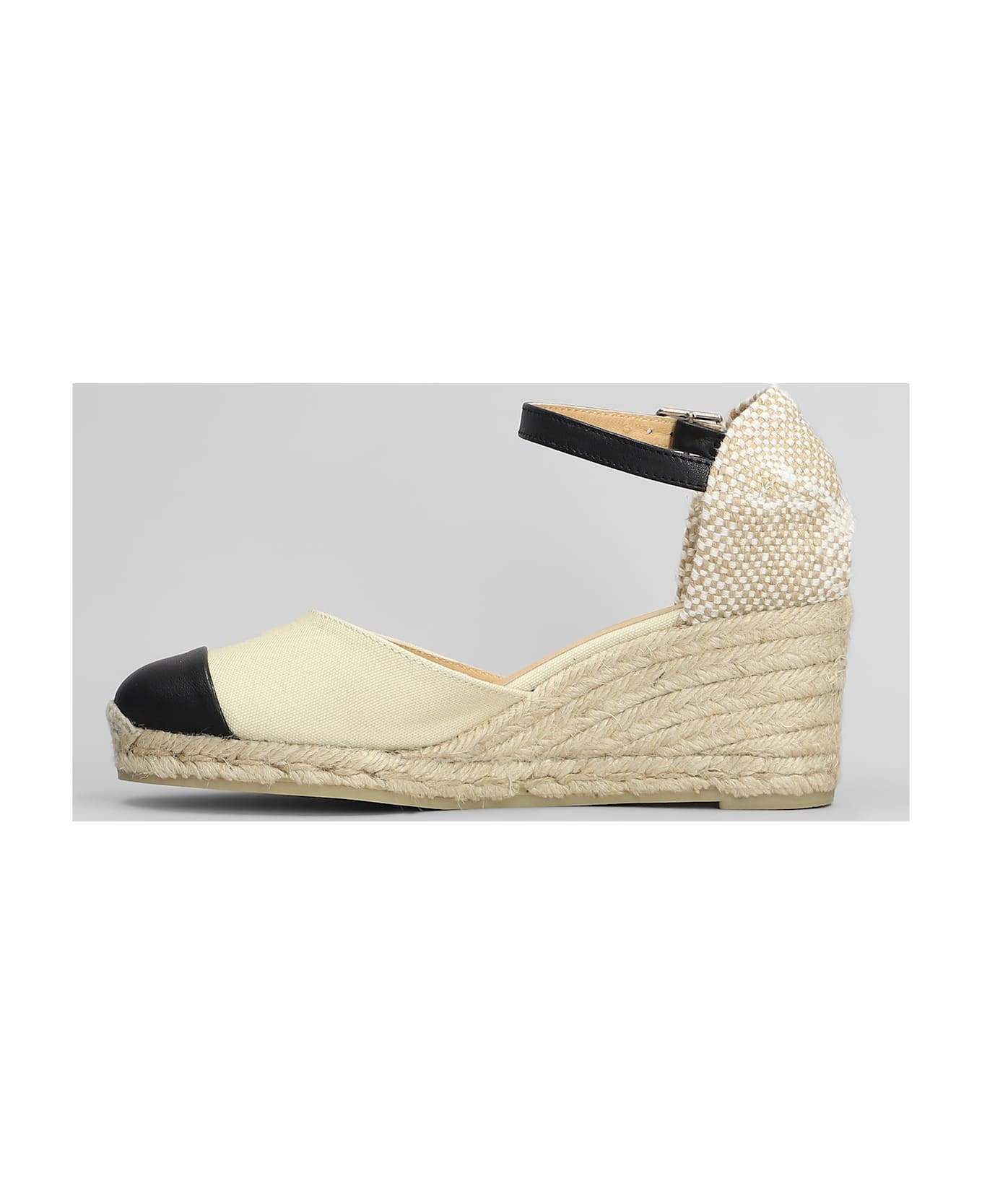 Castañer Coraline-6-264 Wedges In Beige Canvas - NEUTRALS/BLACK